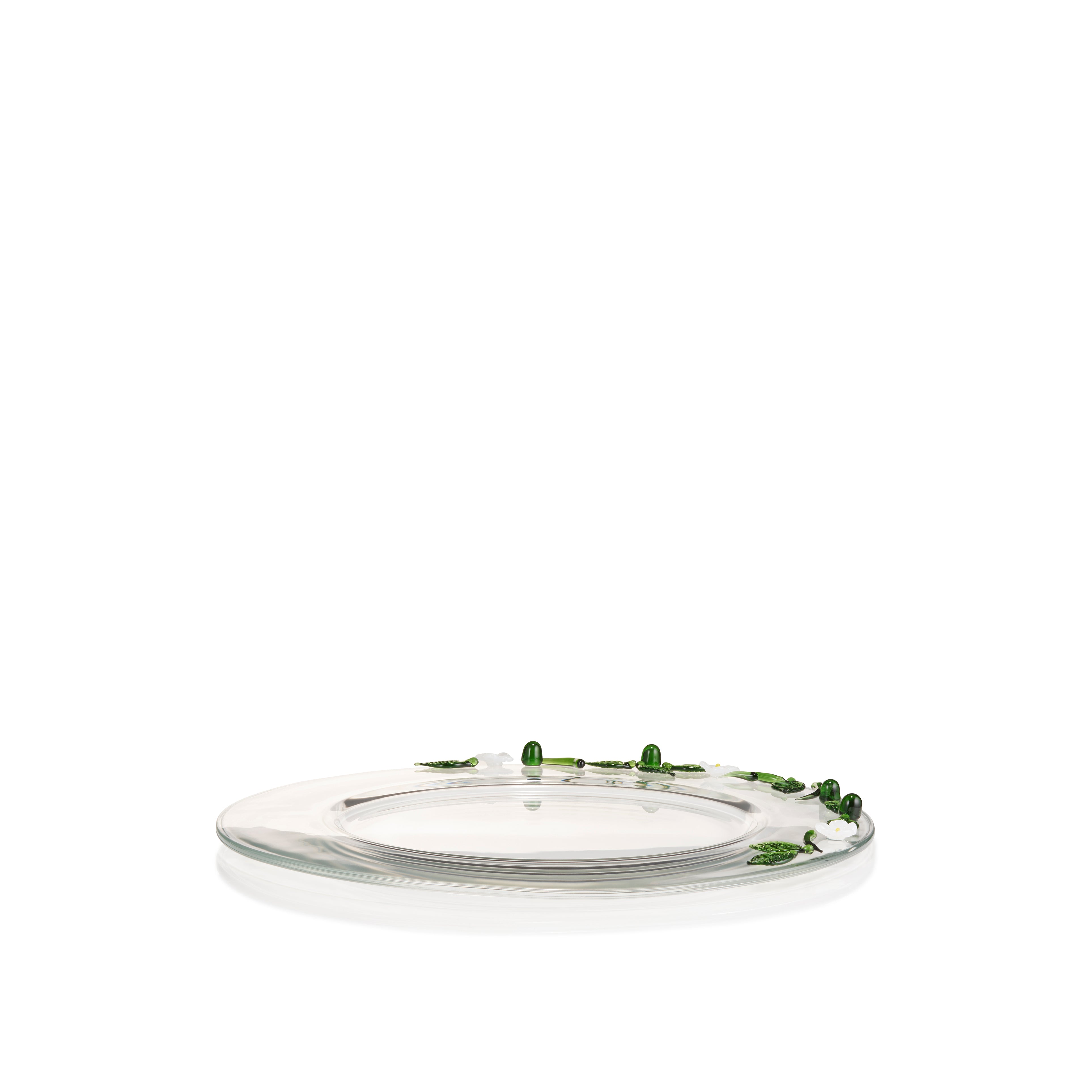 Handblown Flower Glass Charger Plate, 32cm