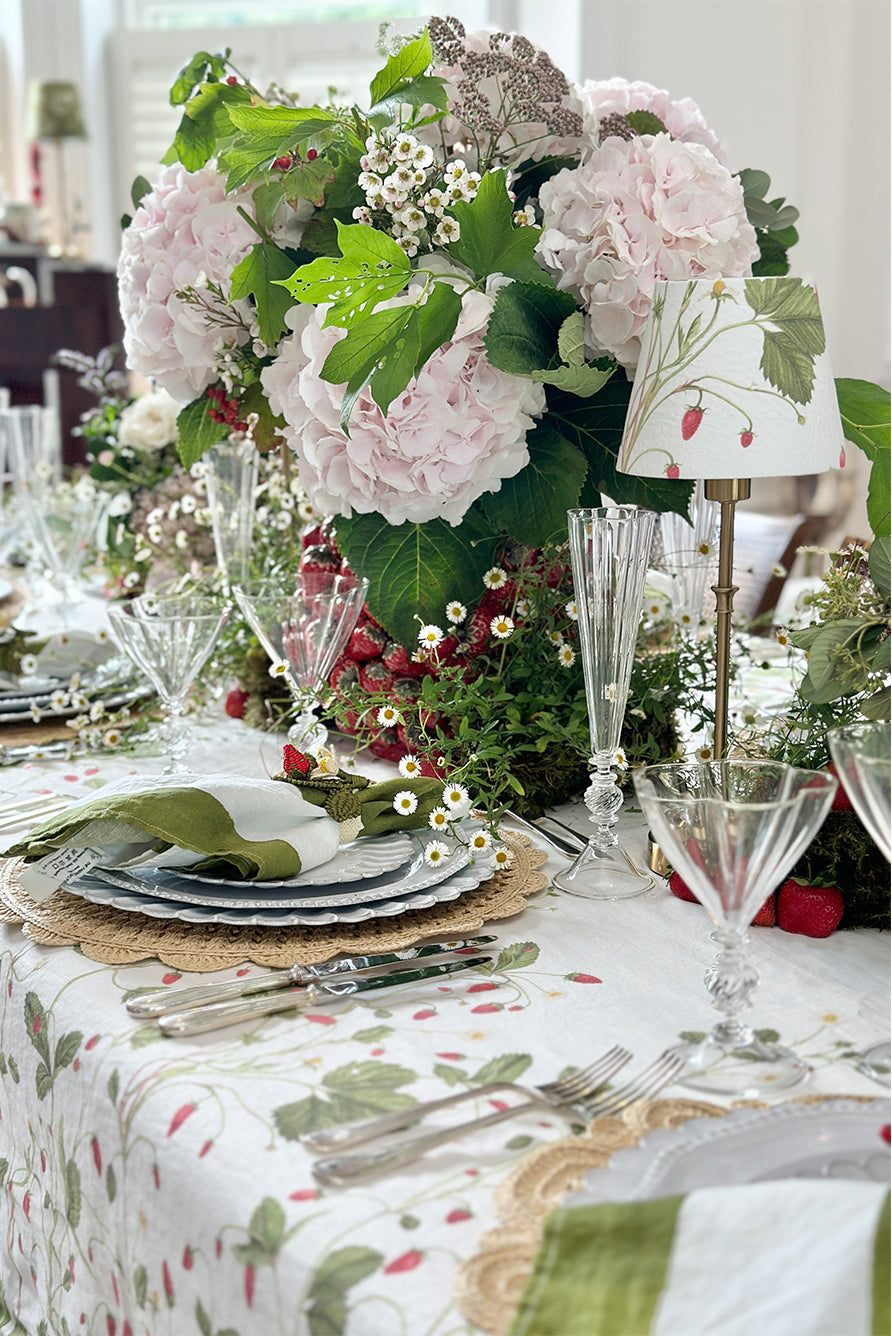 'Fraises des Bois' Linen Tablecloth