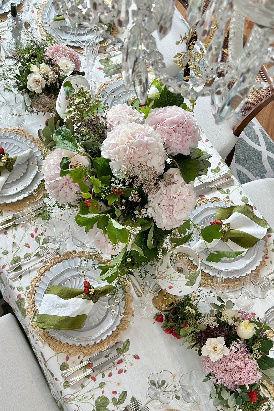 'Fraises des Bois' Linen Tablecloth