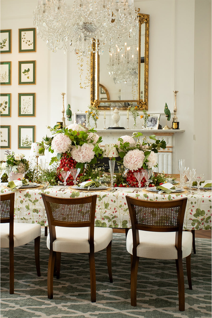 'Fraises des Bois' Linen French Drum Lampshade, 13cm