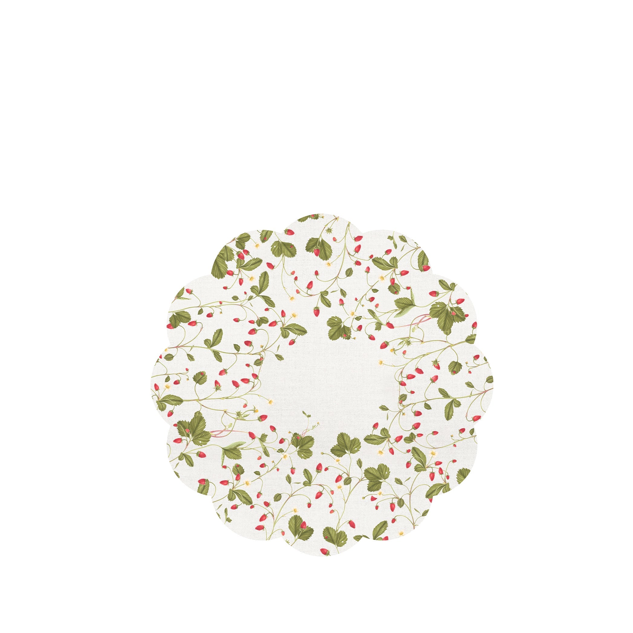 'Fraises des Bois' Scalloped Cork-backed Placemat, 34cm