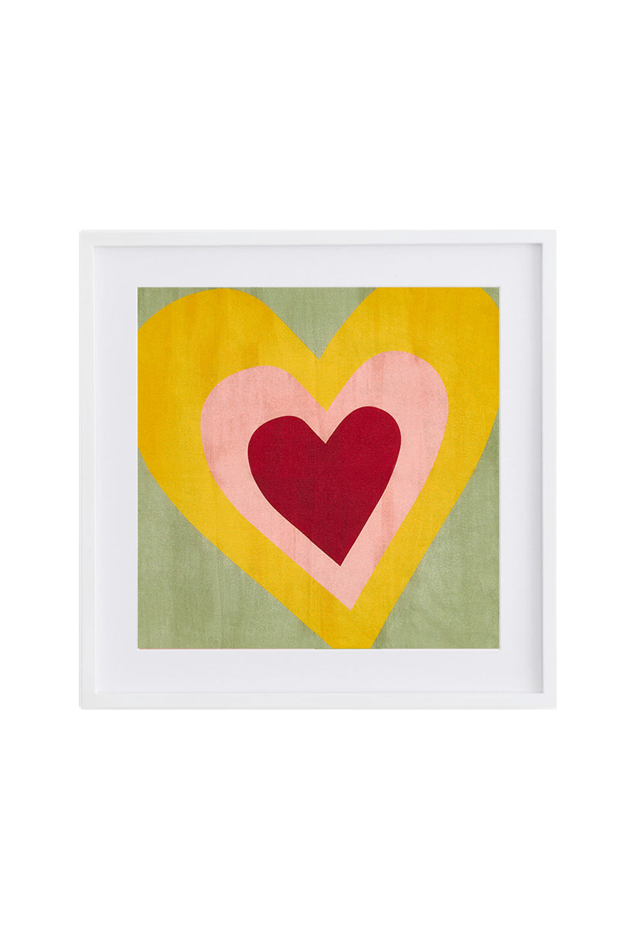 Framed S&B Heart Linen Napkin in Pale Green, 52x52cm
