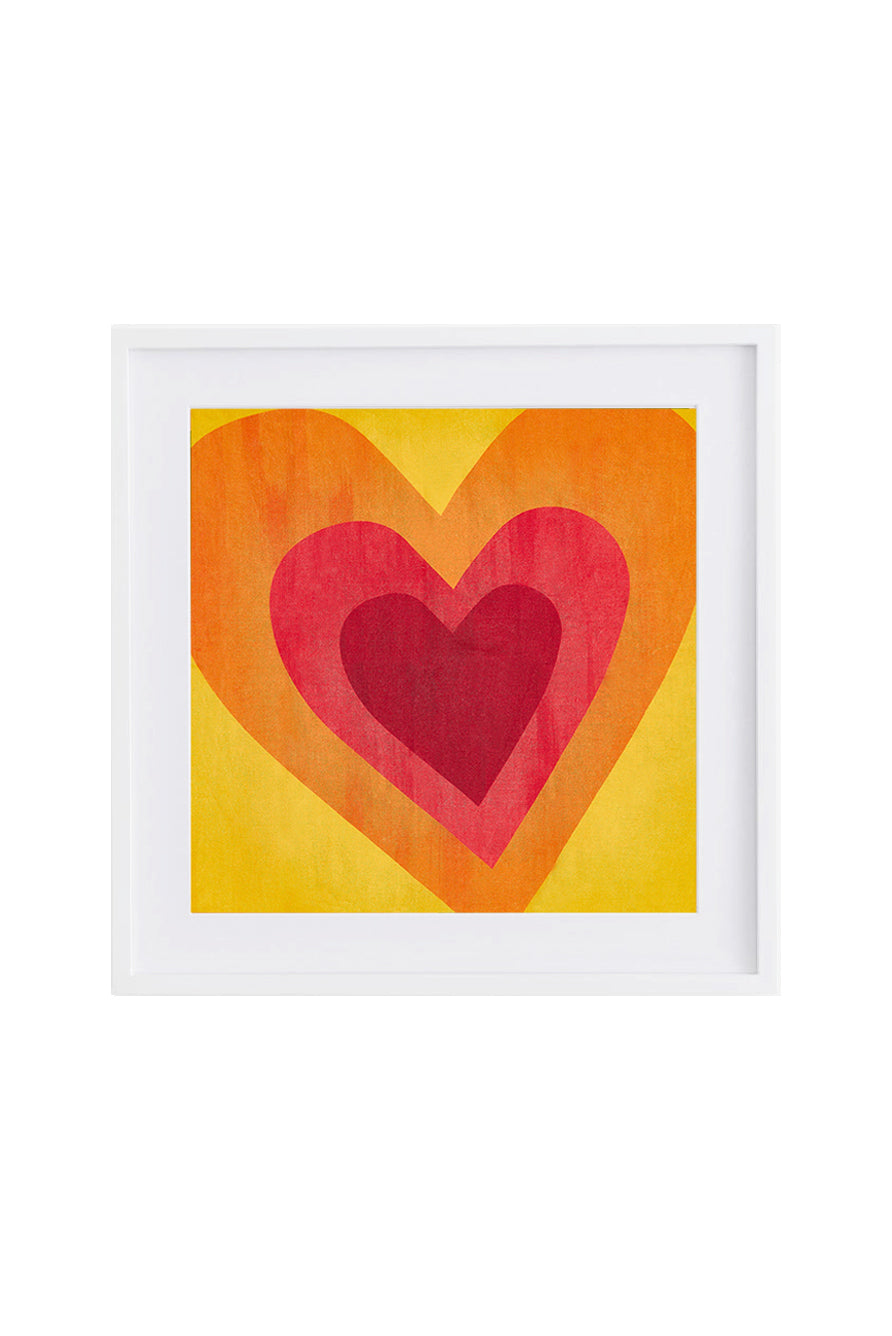 Framed S&B Heart Linen Napkin in Lemon Yellow and Orange, 52x52cm