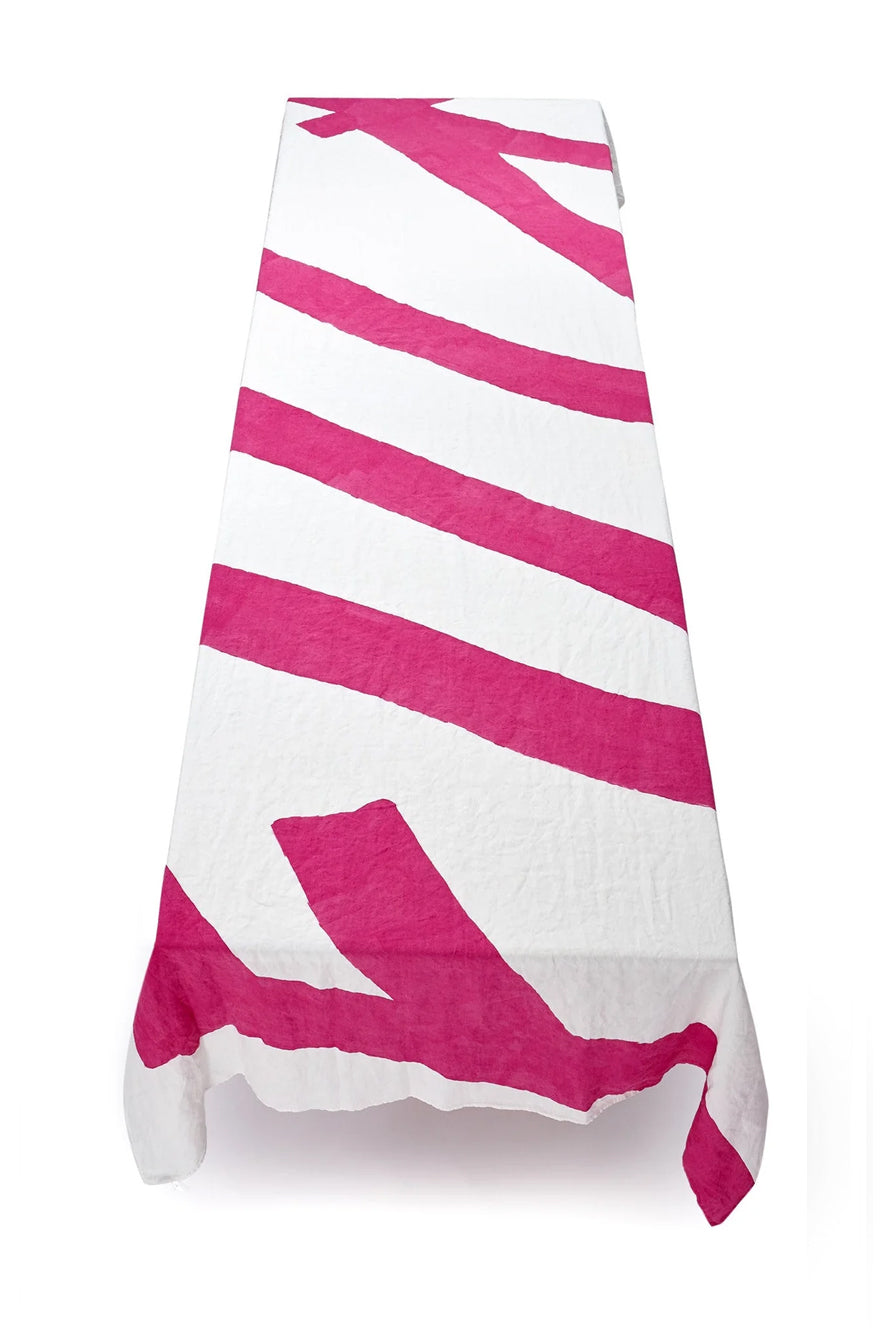 'Fuck' Word Linen Tablecloth in Fuchsia Pink