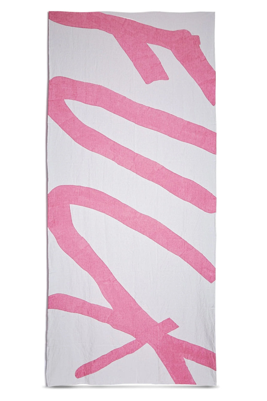 'Fuck' Word Linen Tablecloth in Rose Pink
