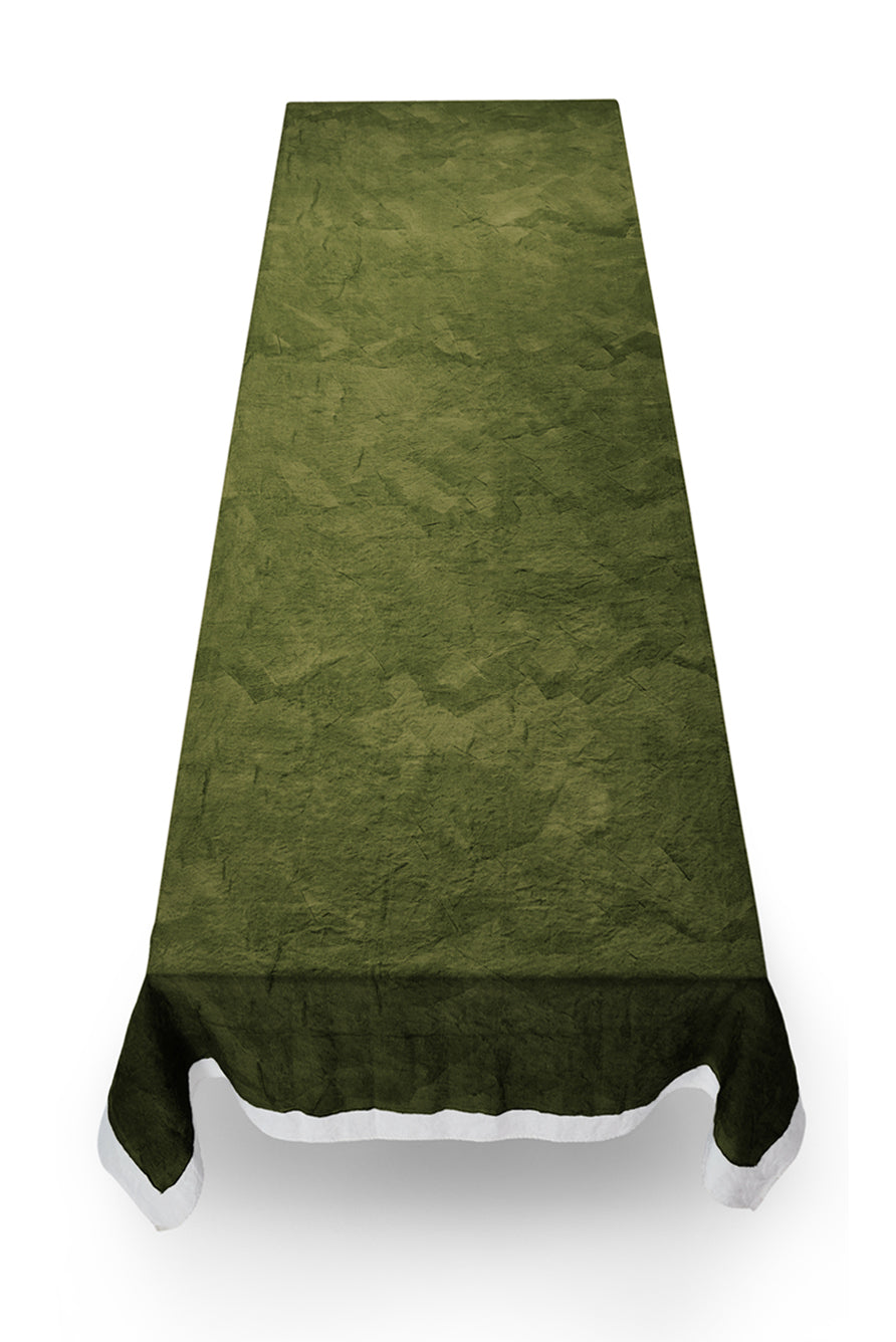 'Full Field' Linen Tablecloth in Avocado Green