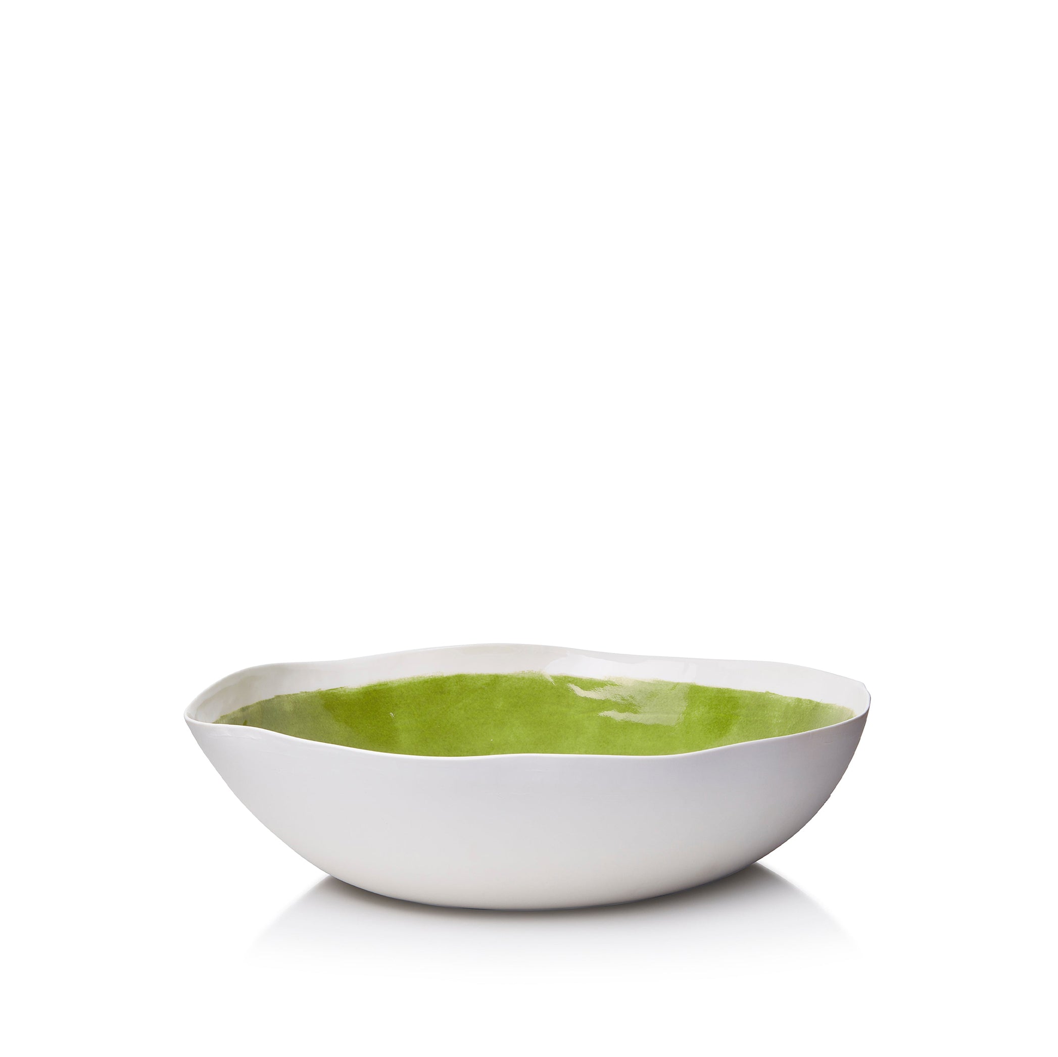 Summerill & Bishop Handmade 43cm Porcelain Extra Large Salad Bowl with Green Glaze