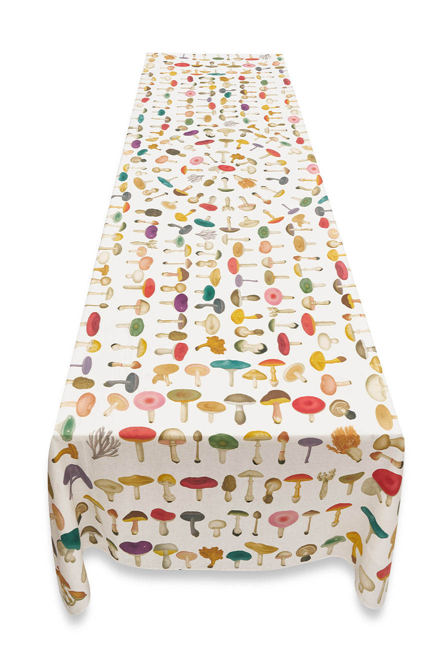 S&B x John Derian White 'Fungi' Linen Tablecloth
