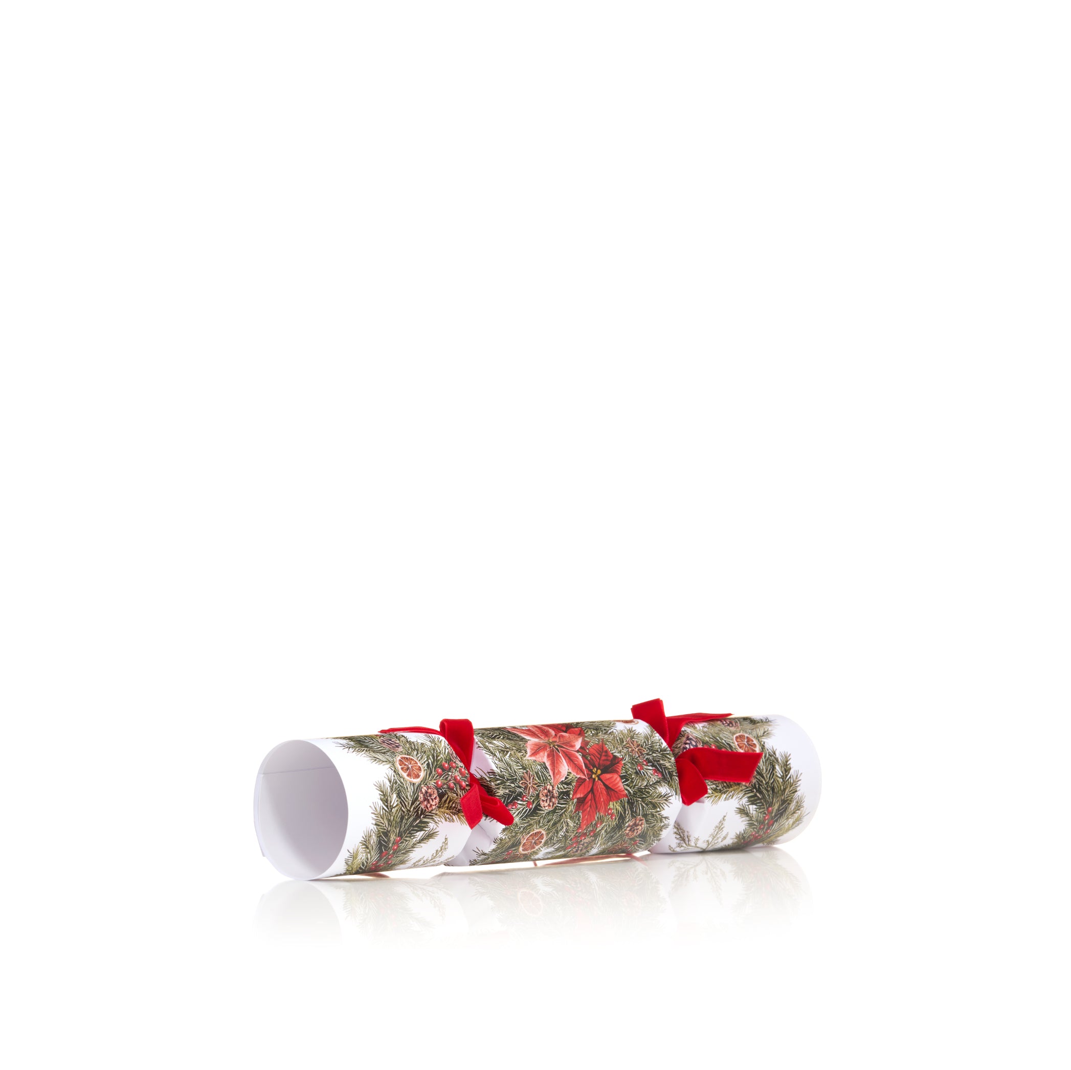 Christmas Crackers with 'Garland' Print and Red Velvet Bows (UK ONLY)
