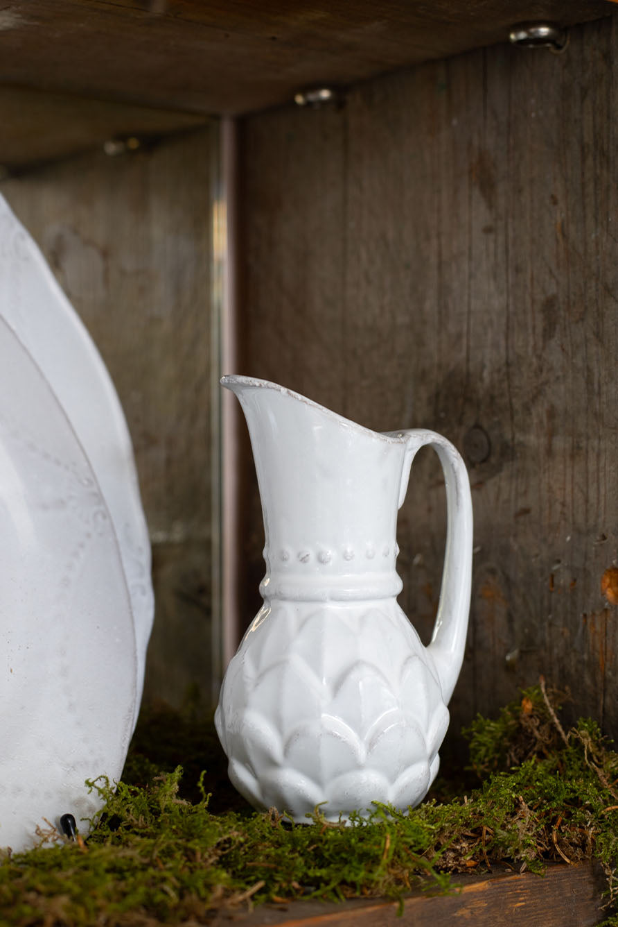 Small Gedeon Artichoke Water Pitcher by Astier de Villatte, 9 x 6.5 x 13cm