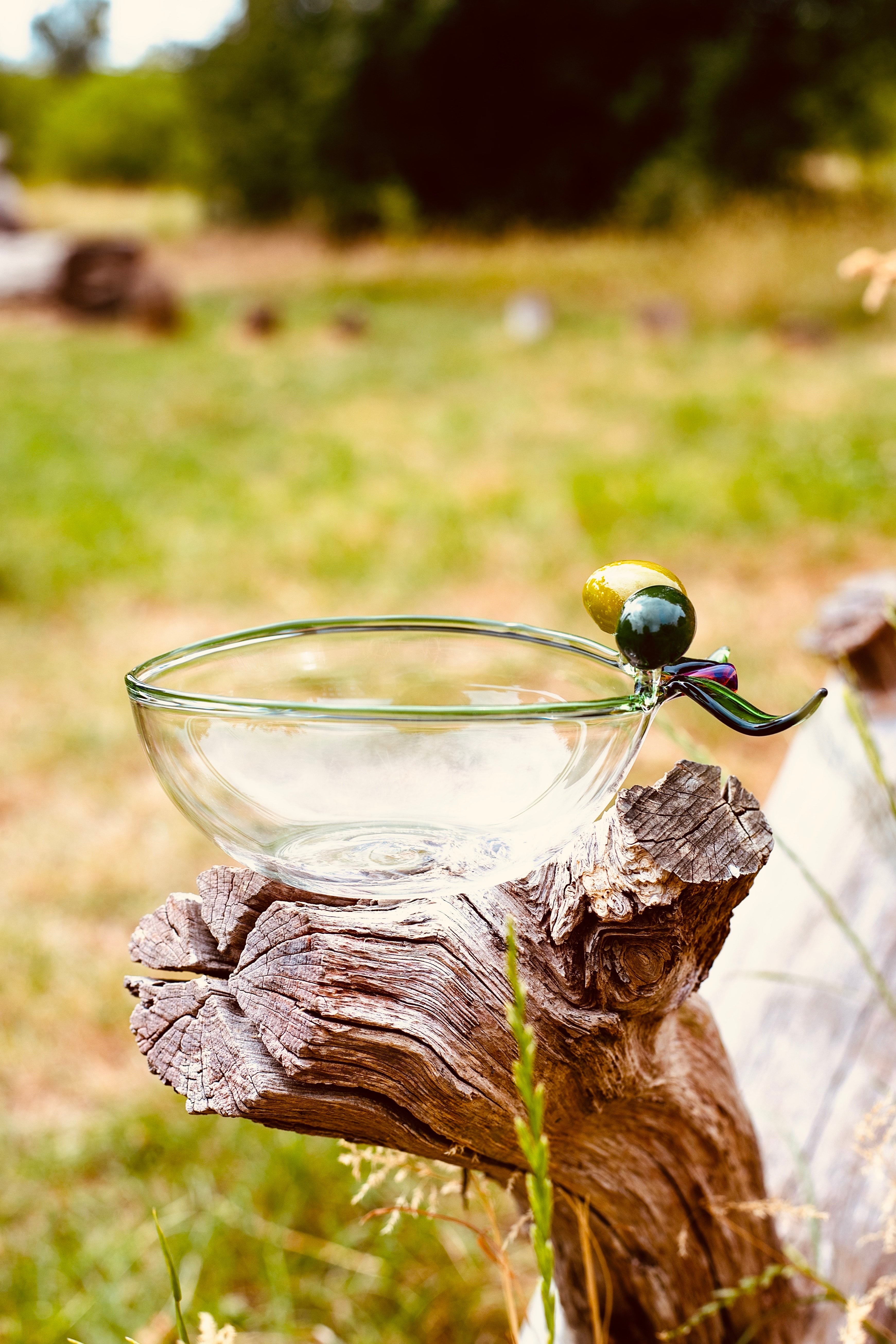 Handblown Glass Olive Bowl, 18cm