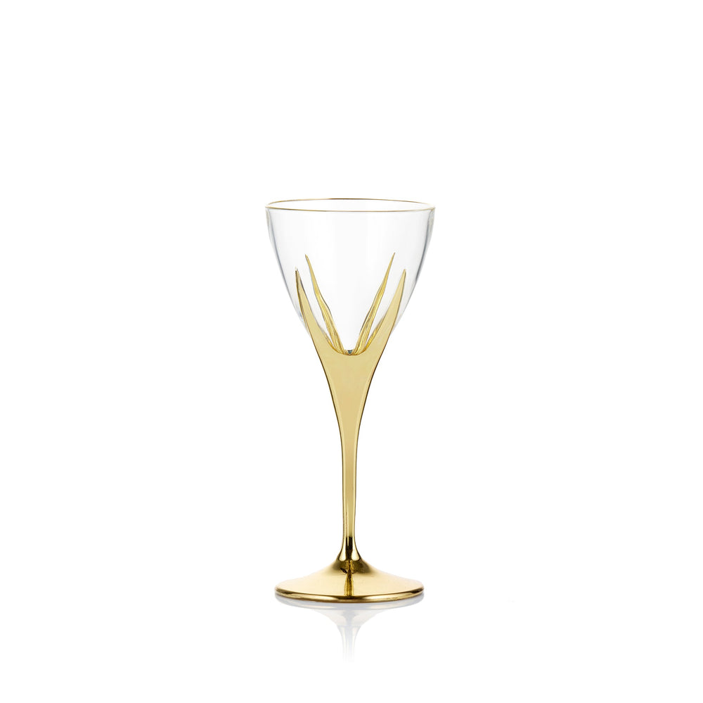 Gold Art Deco Hand Decorated White Wine Glass