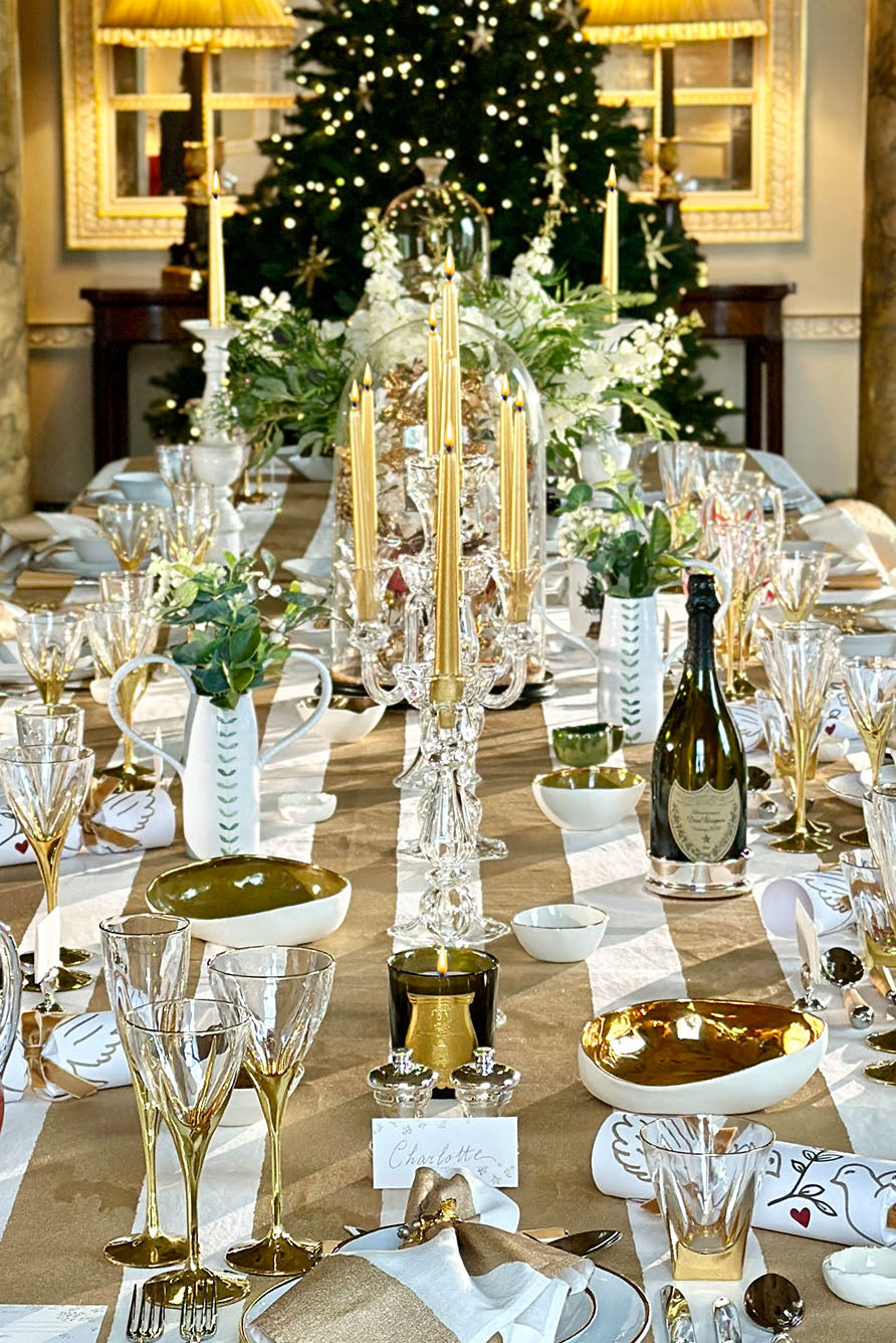 'Handmade Ceramic Pebble Bowl with Gold Glaze, 22cm