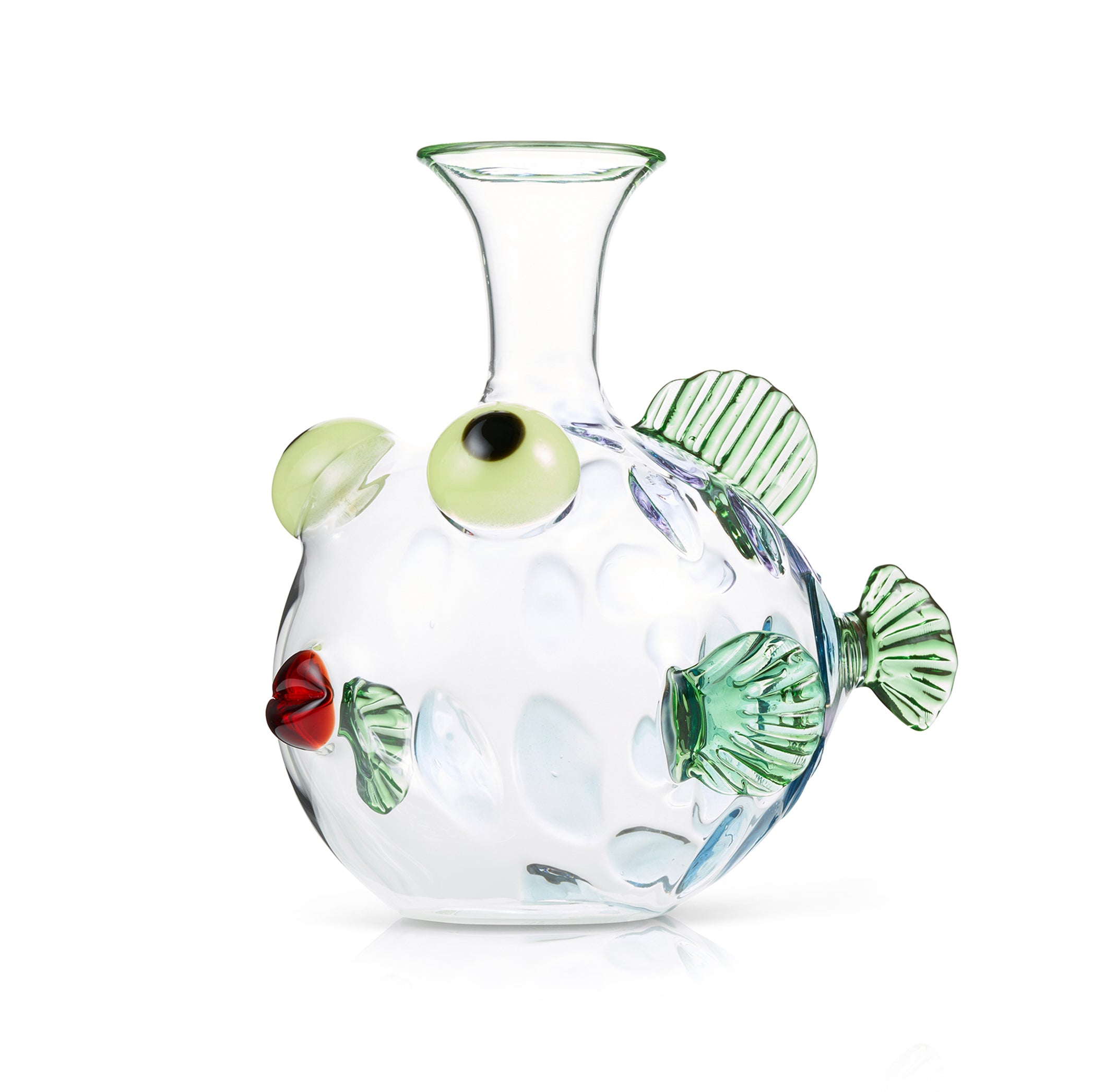 Handblown Glass Fish Decanter in Green and Purple, 25cm