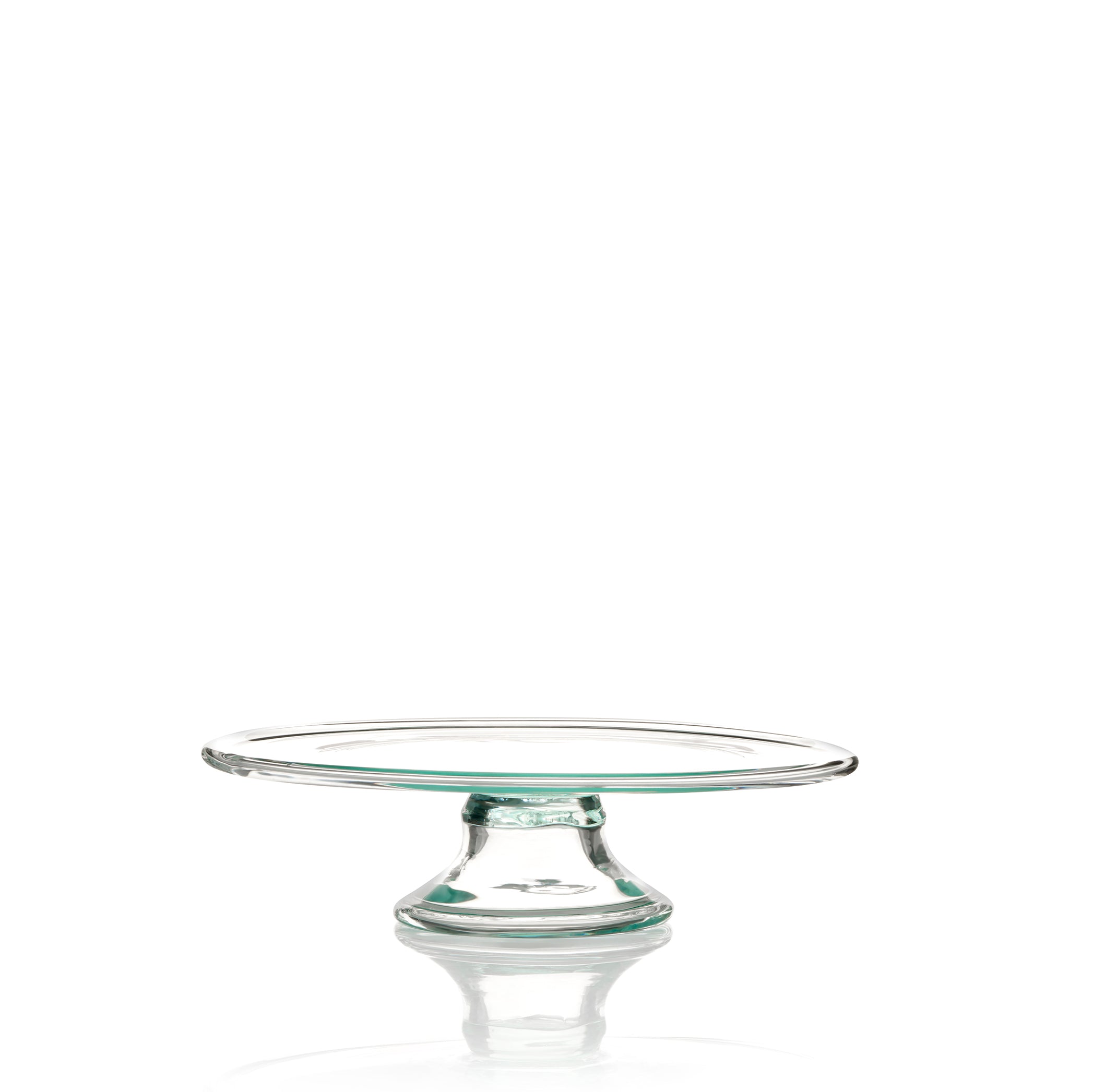 Handblown Recycled Glass Cake Stand in Clear Glass, 24cm