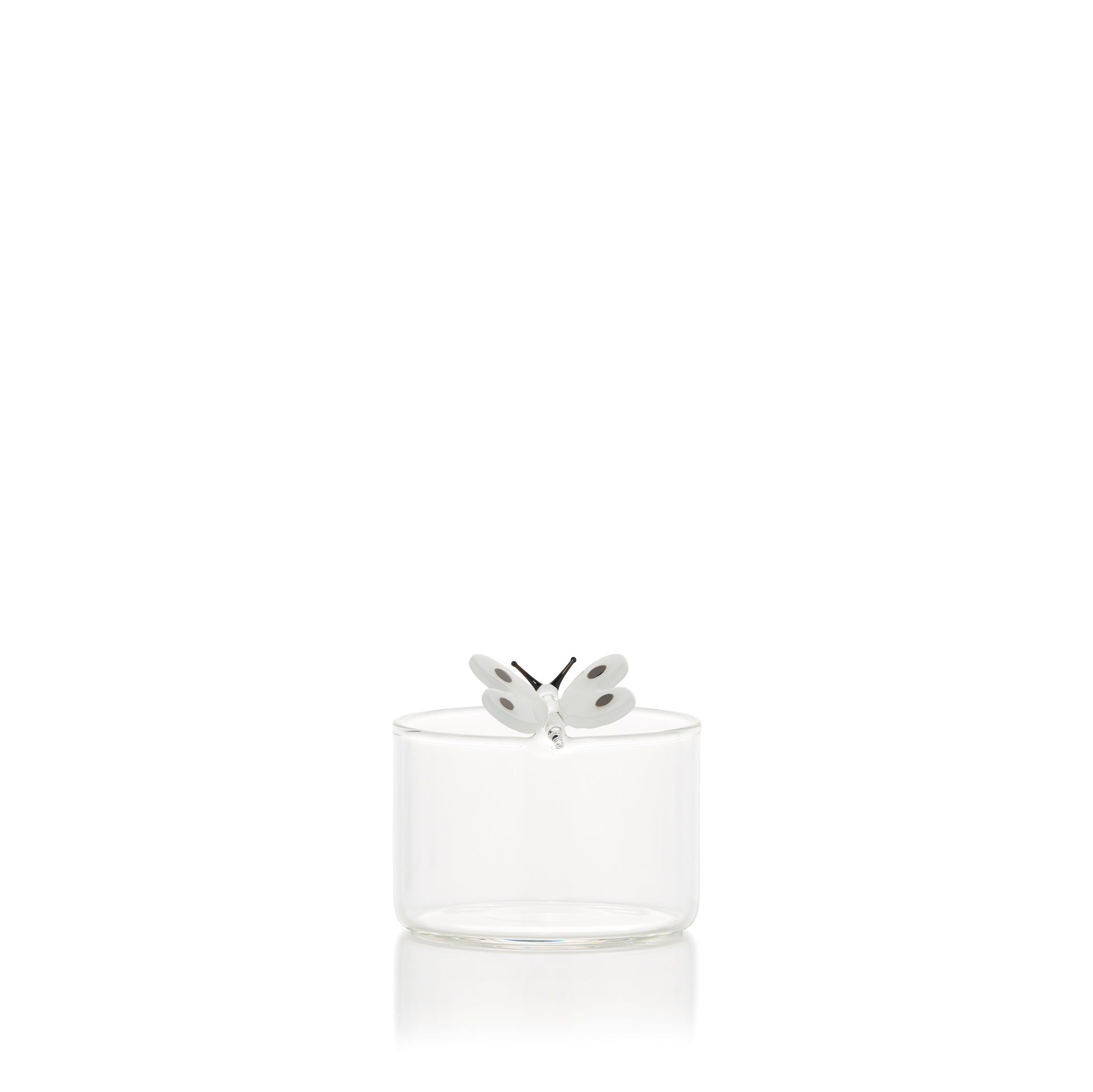 Handblown Glass White Butterfly Tea Light Holder, 13 x 11cm
