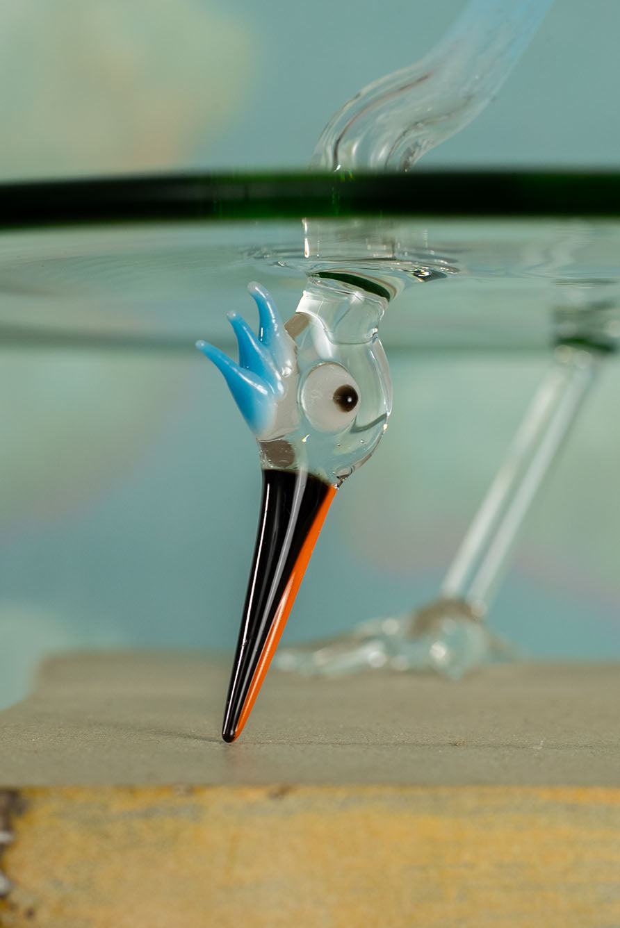 Handblown Glass Stork Cake Stand, 30cm