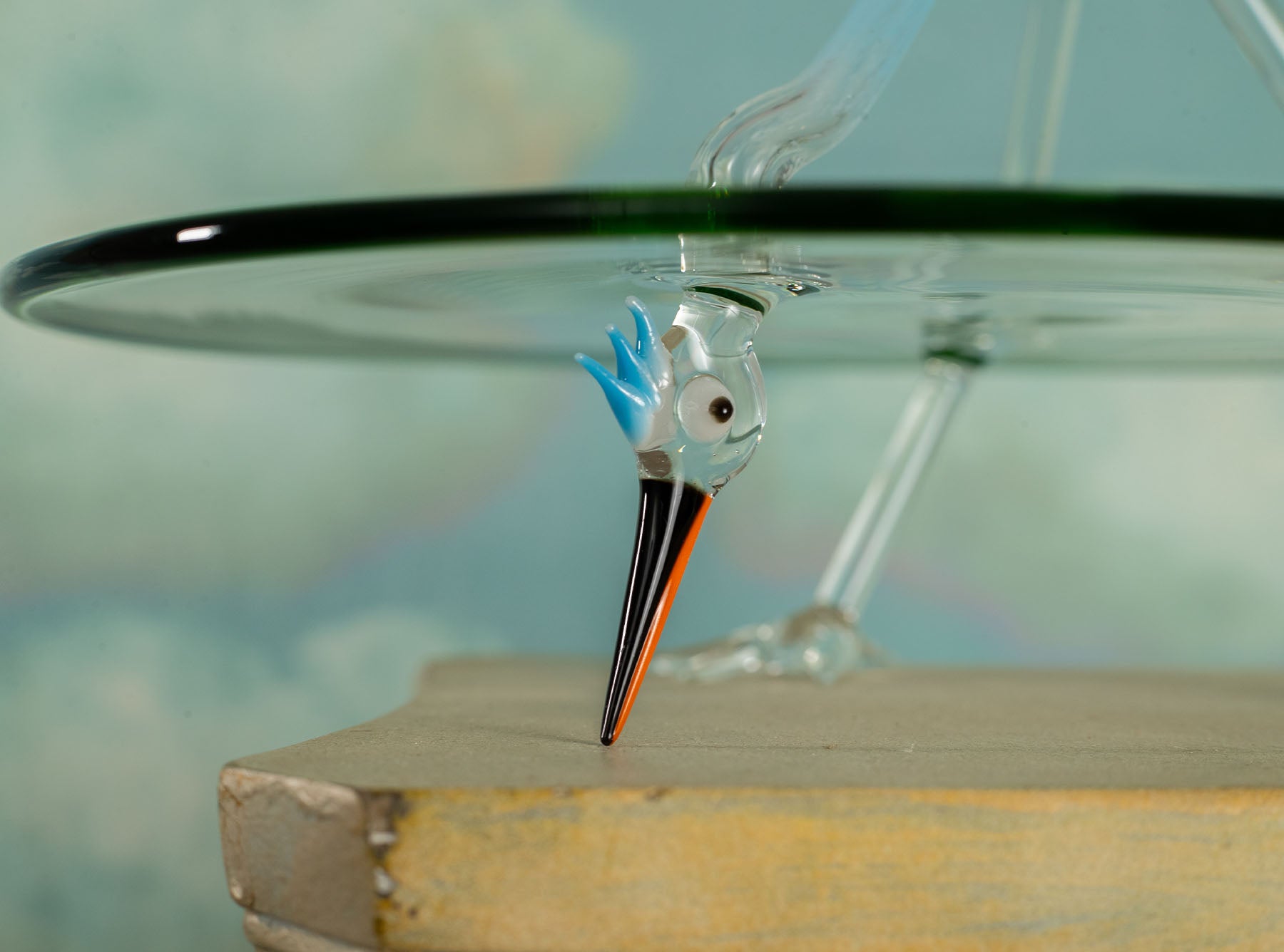 Handblown Glass Stork Cake Stand, 30cm