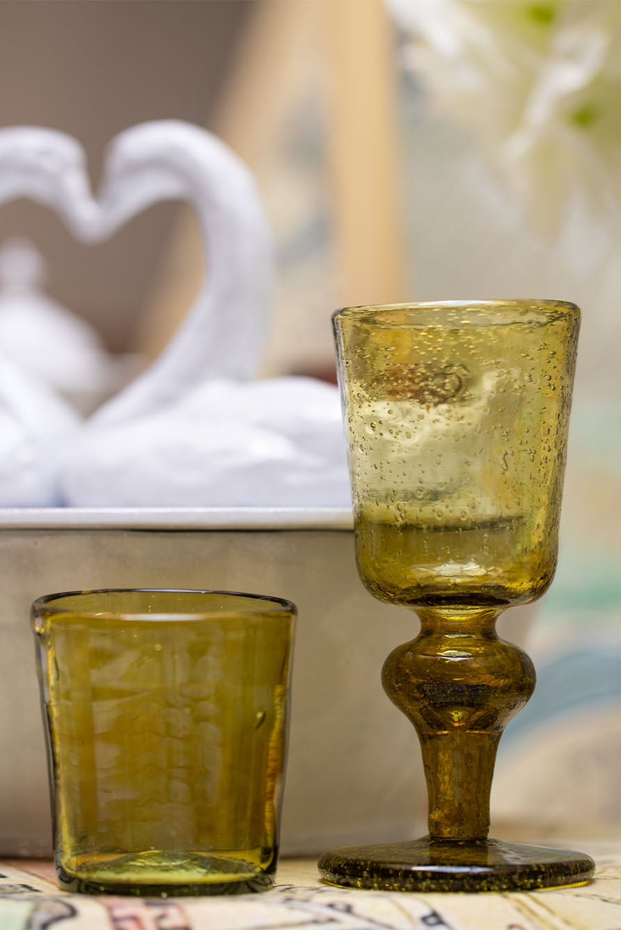 Handblown Recycled Glass Votive in Honey Brown, 40ml