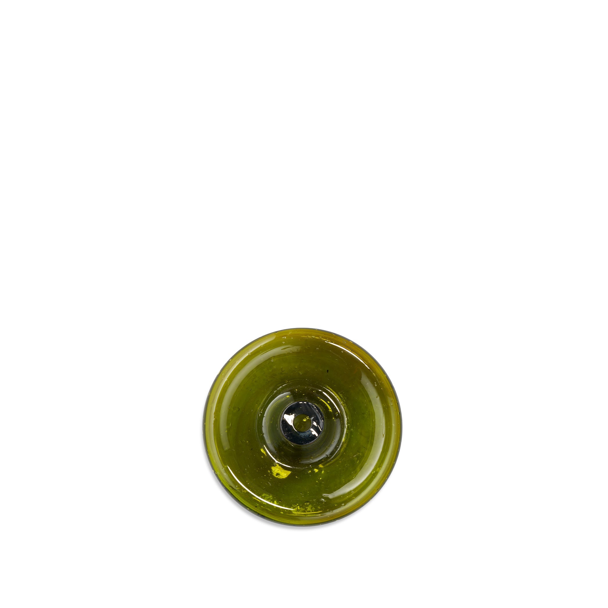 Handblown Glass Incense Holder in Olive Green, 12cm
