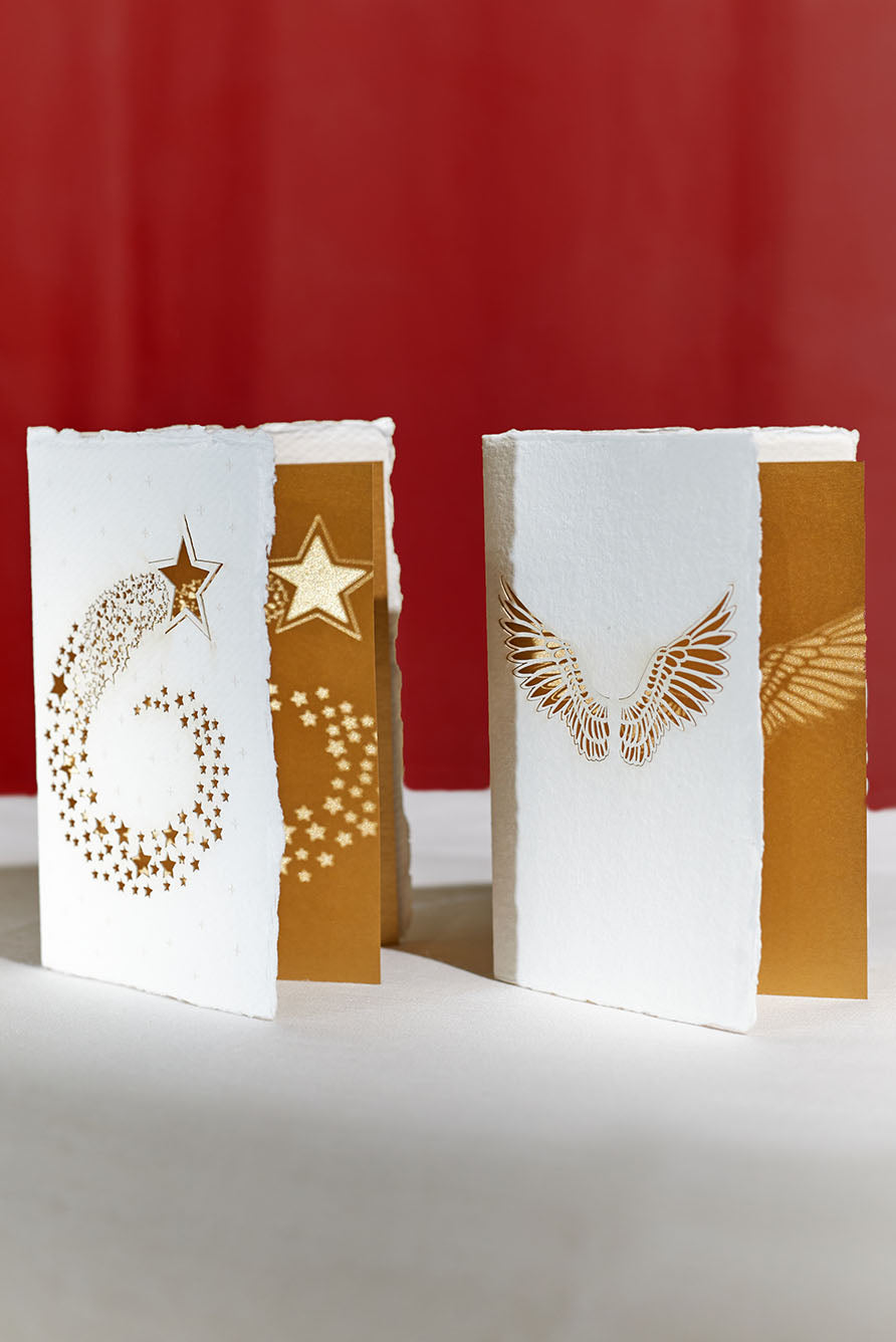 Handmade Paper Greeting Card with Star, 15cm x 10cm