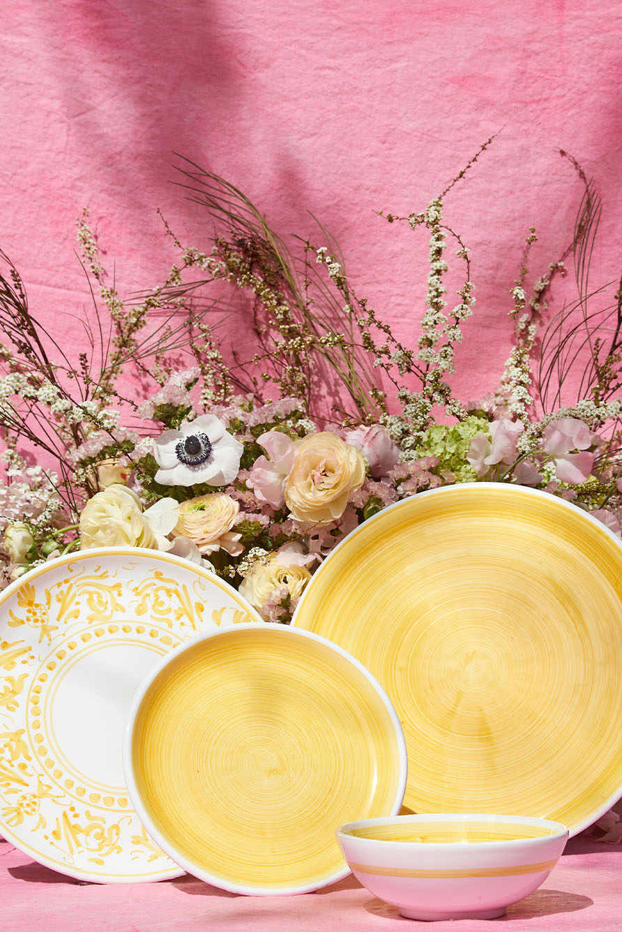 S&B 'Brushed' Ceramic Dinner Plate in Yellow, 30cm