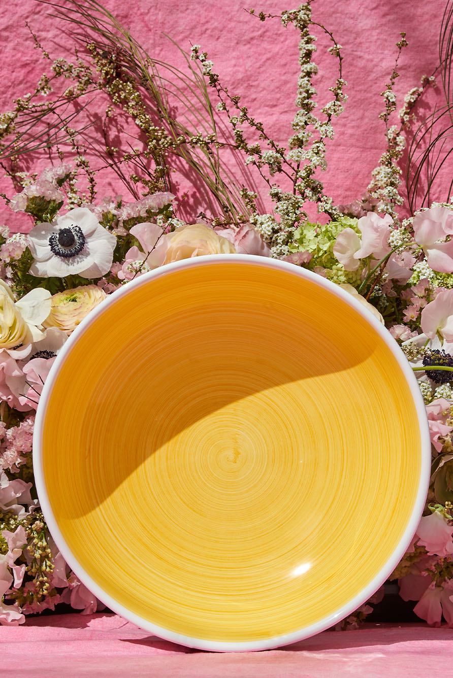 S&B 'Brushed' Ceramic Dinner Plate in Yellow, 30cm
