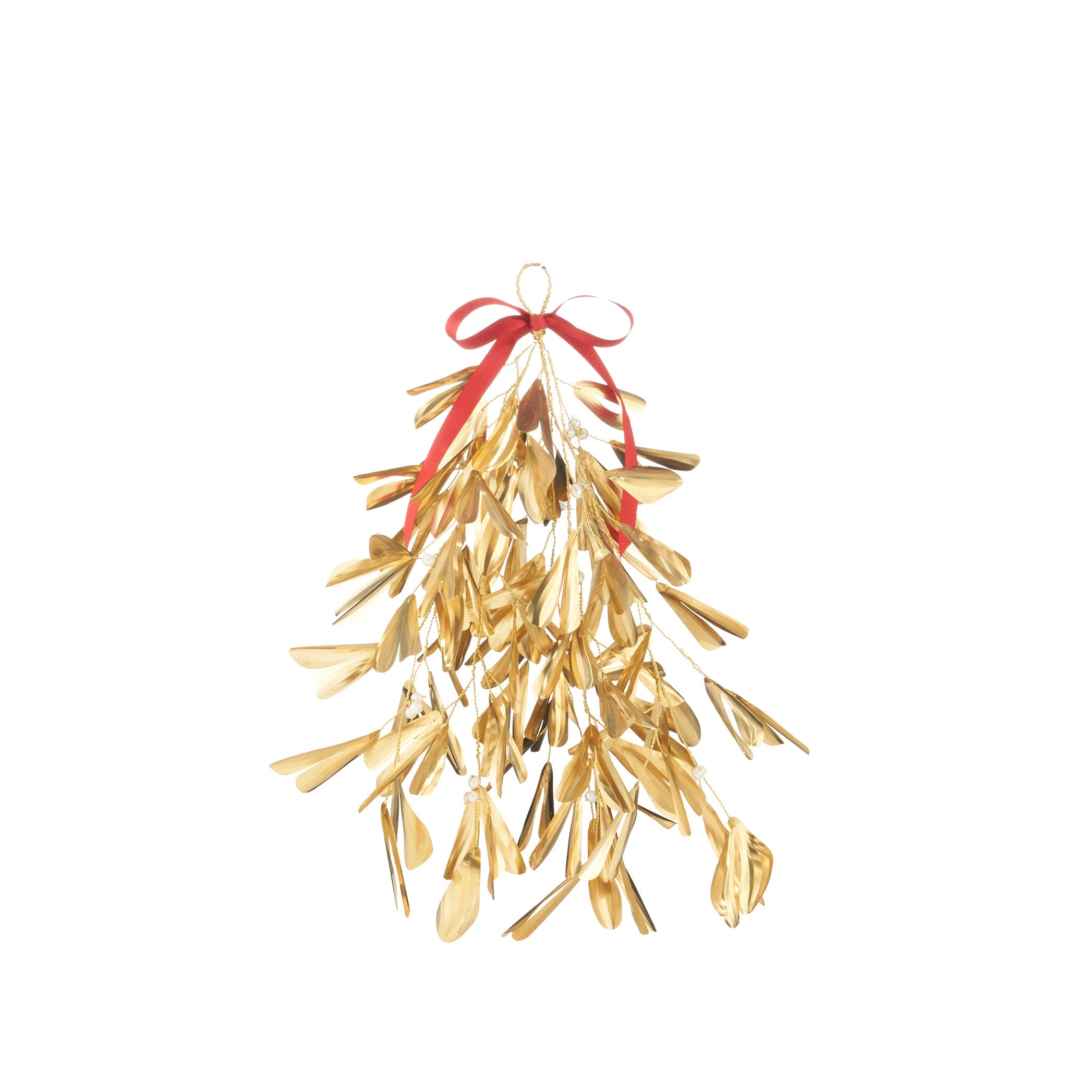 Mistletoe Brass and Fresh Water Pearl Hanging Ornament