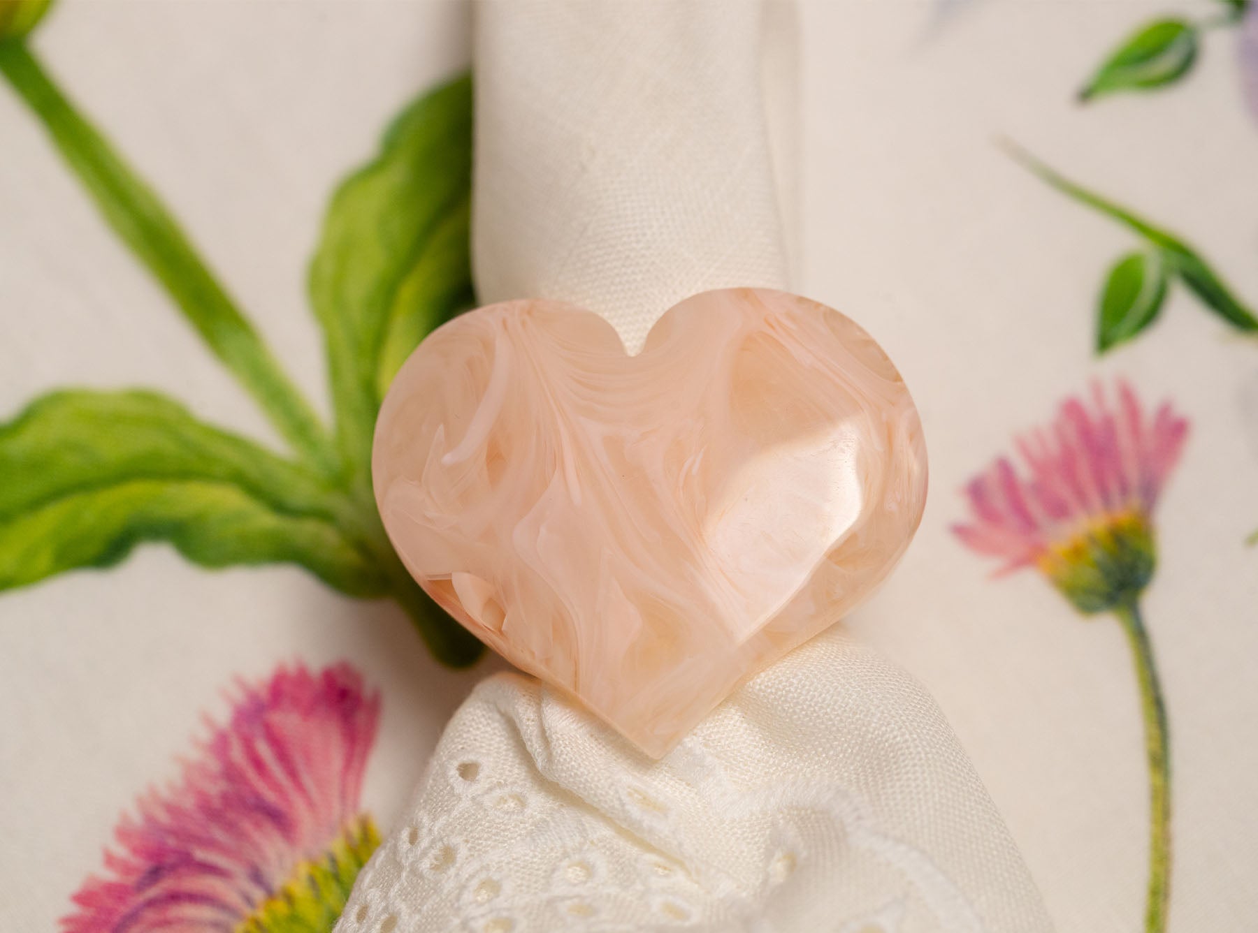 S&B Heart Rose Pink Resin Napkin Ring