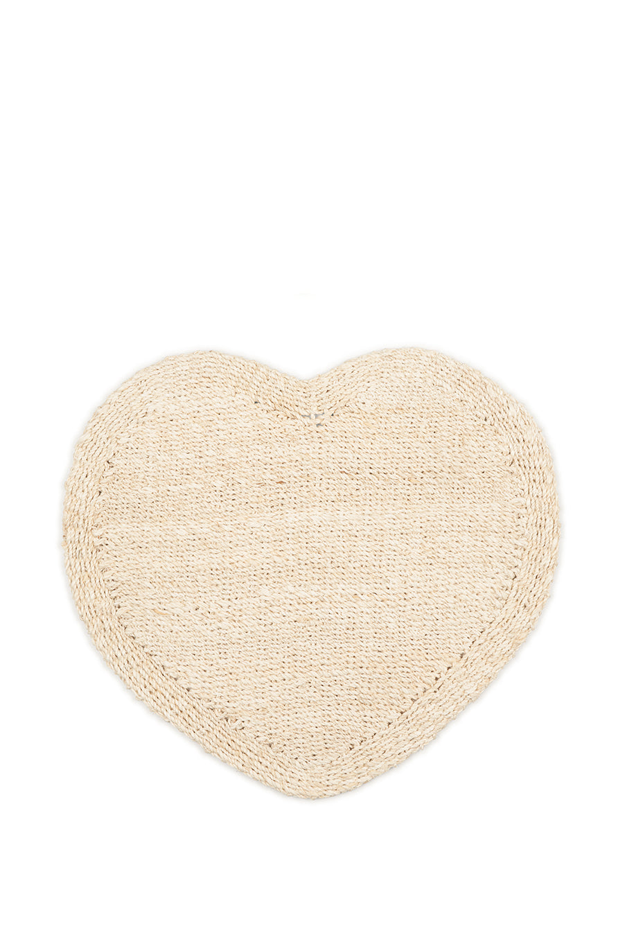 Abaca Woven Heart Placemat in Cream