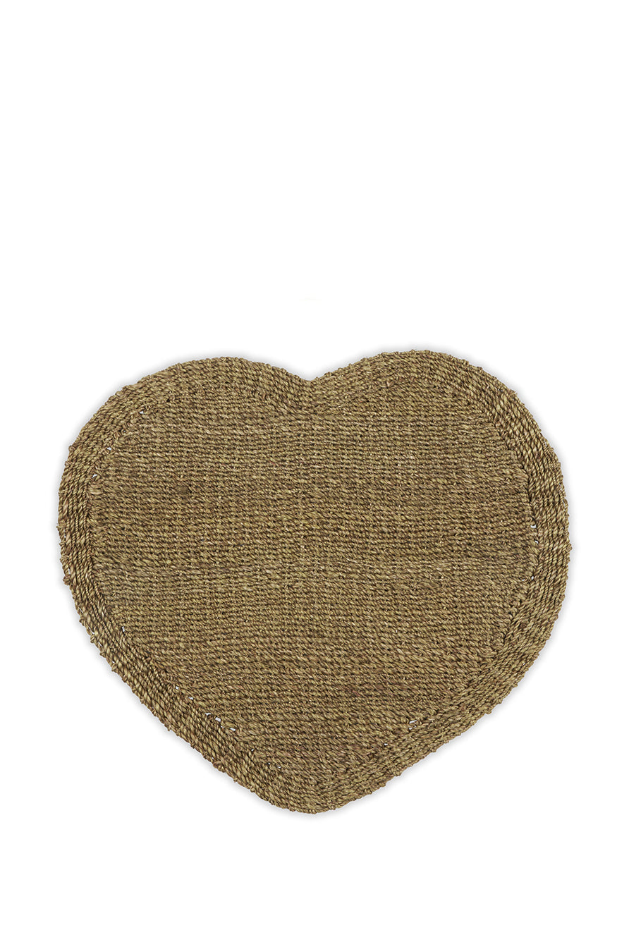 Abaca Woven Heart Placemat in Sage