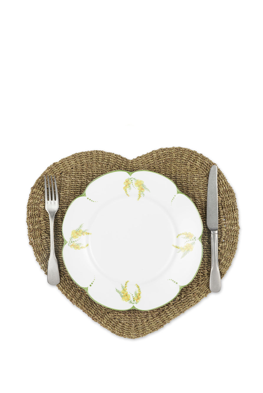 Abaca Woven Heart Placemat in Sage