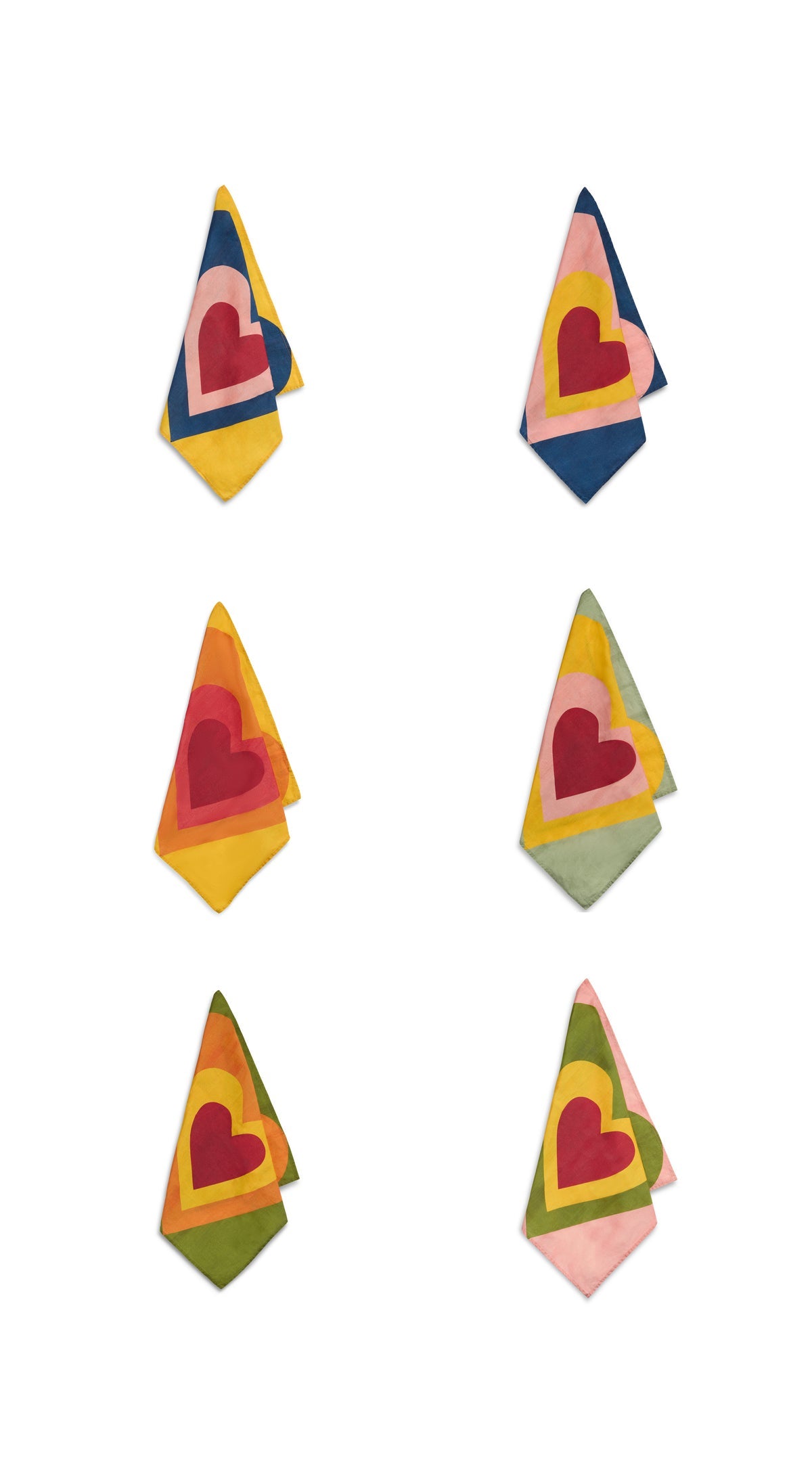 Set of Six S&B Heart Linen Napkins, 50x50cm
