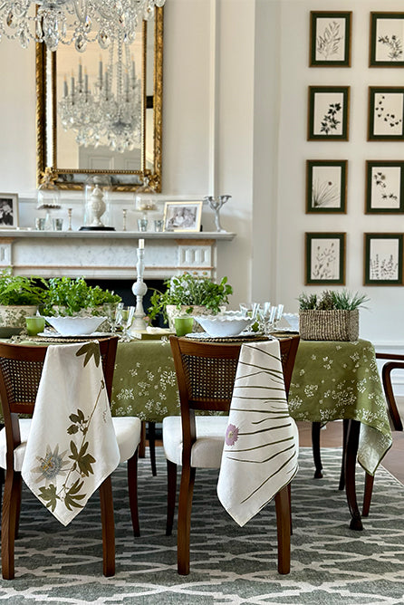 Set of Four 'Gastronomic' Herb Linen Napkins, 50x50cm