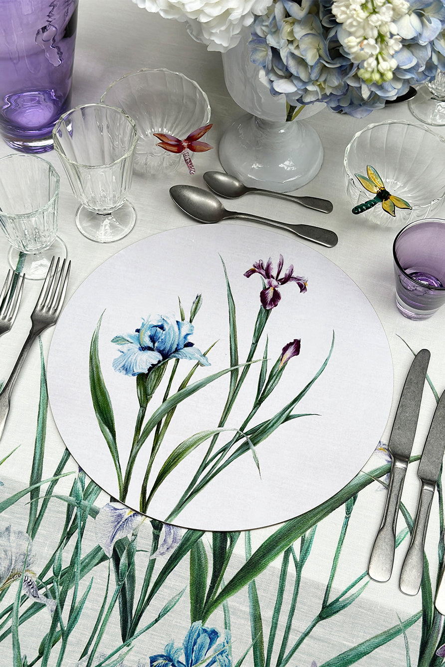 Iris Round Cork-backed Placemat in Muave and Lavender, 34cm