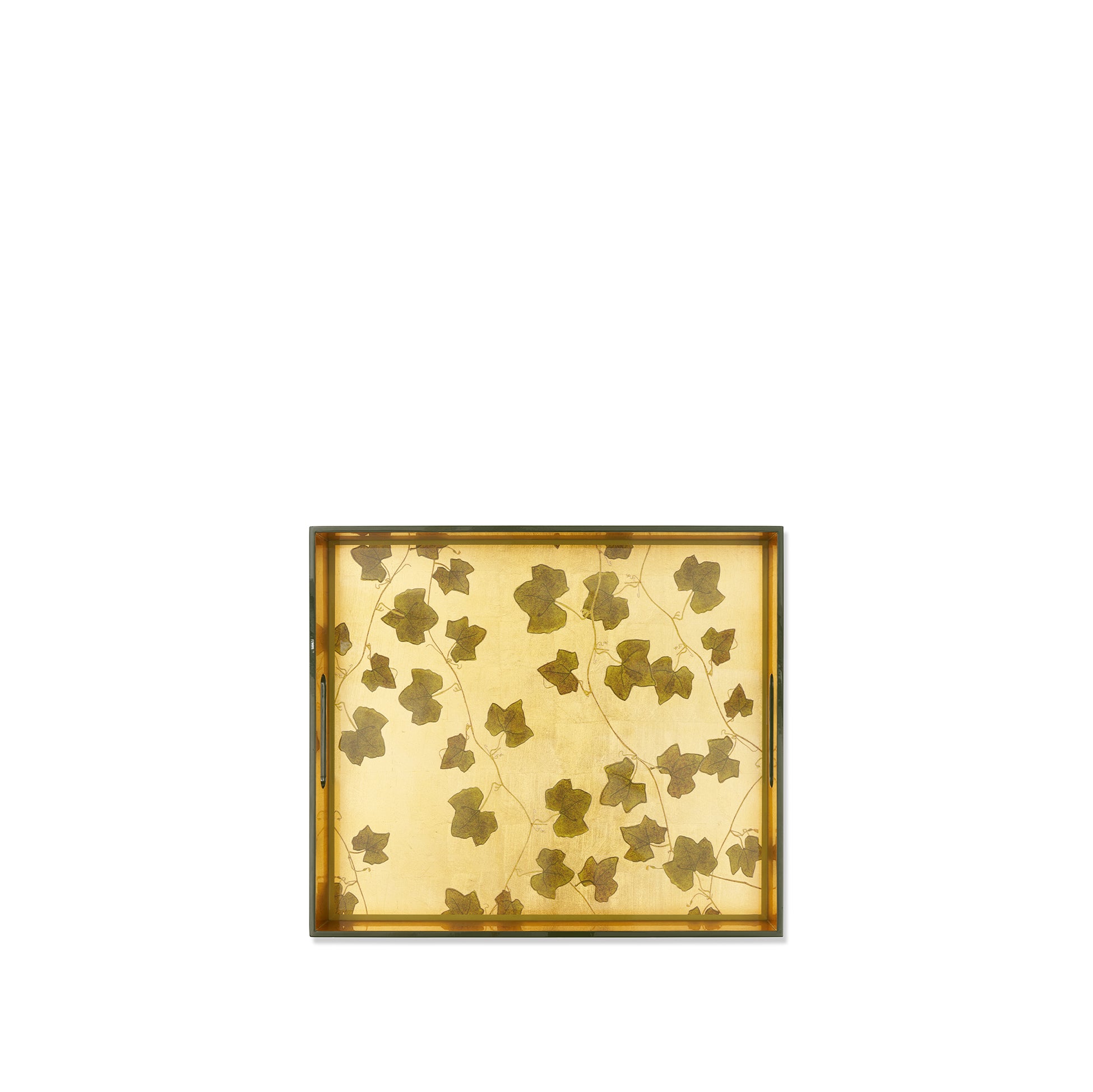 Gold Leaf 'Ivy' Rectangular Lacquered Tray, 40 x 35cm