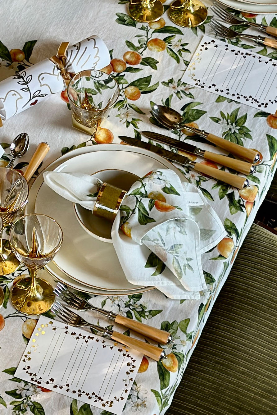 'Ivy' Table Menu in Gold, Set of 12