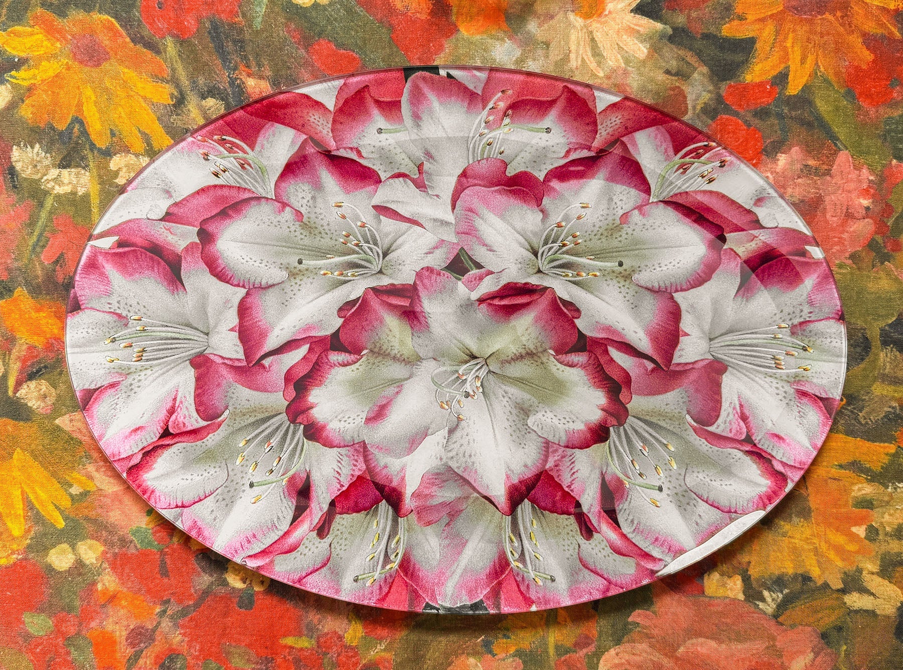 John Derian 'Rhododendron Princess of Wales' Oval Tray, 33 x 45.5cm