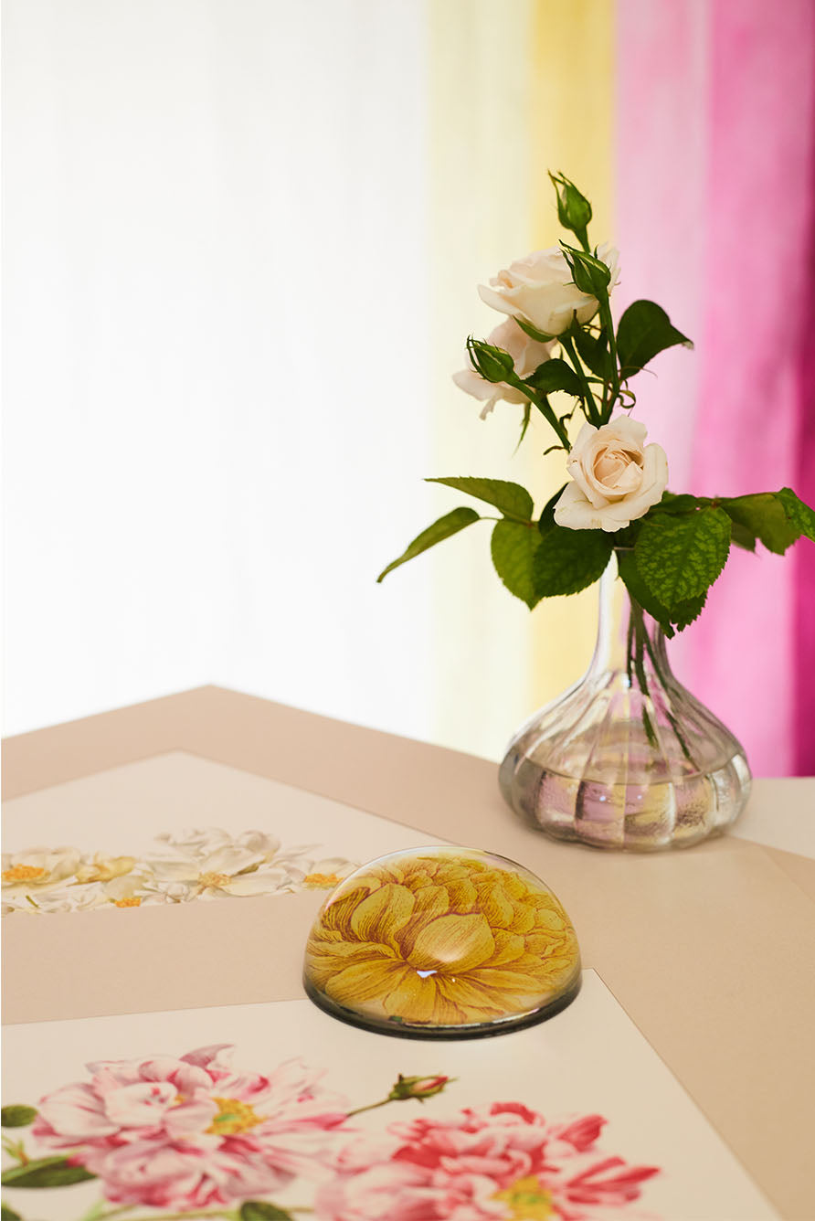 John Derian 'Violets' Dome Paperweight, 9cm