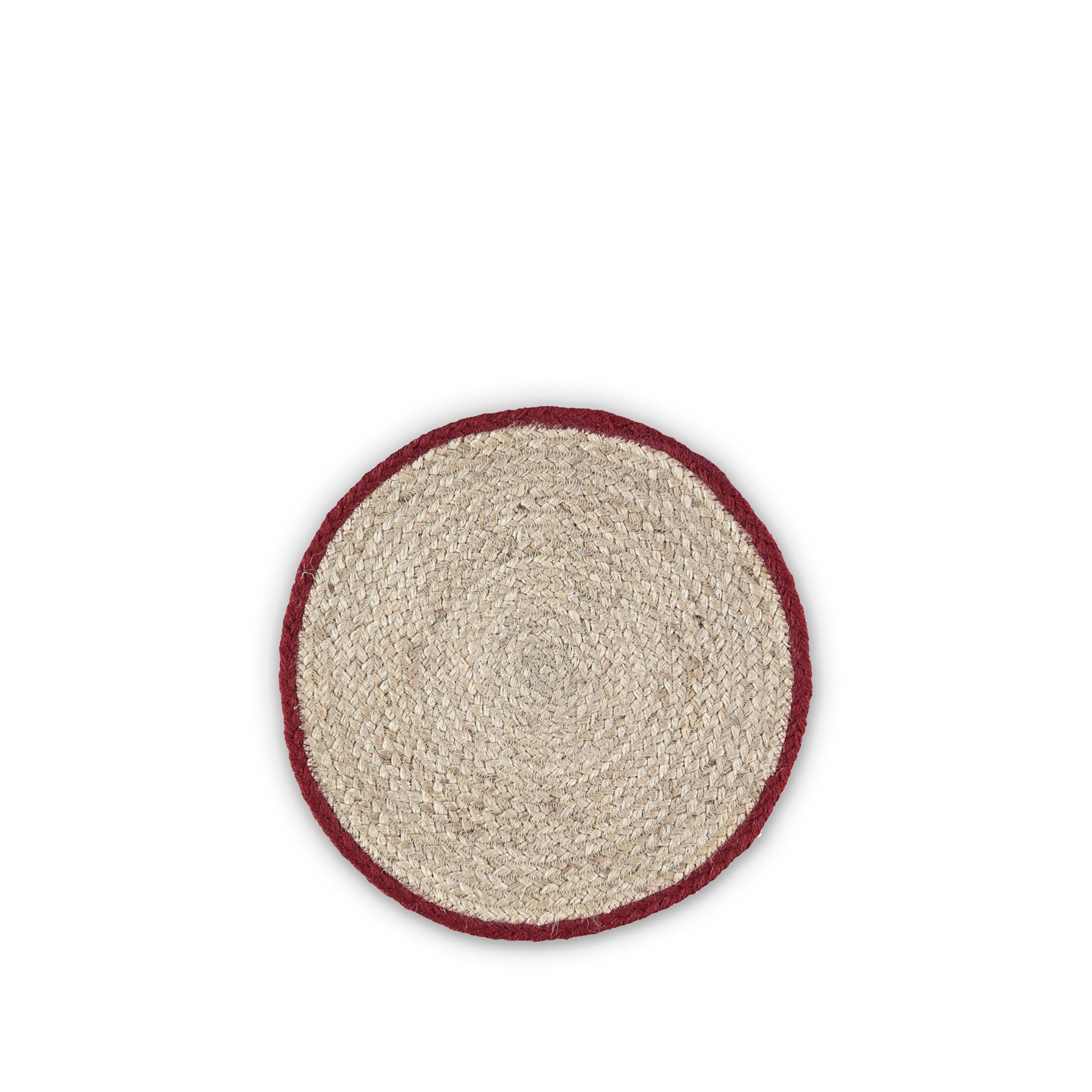 Jute Placemats with Red Border in Basket, Set of Six