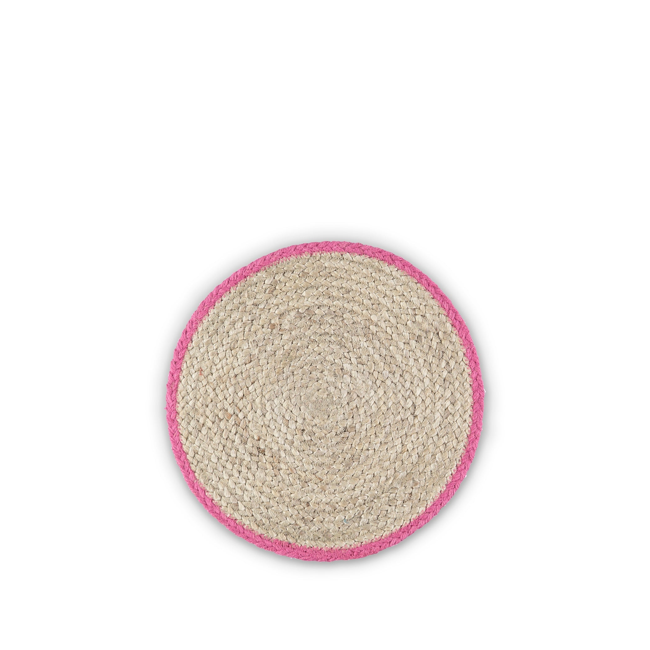 Jute Placemats with Pink Border in Basket, Set of Six