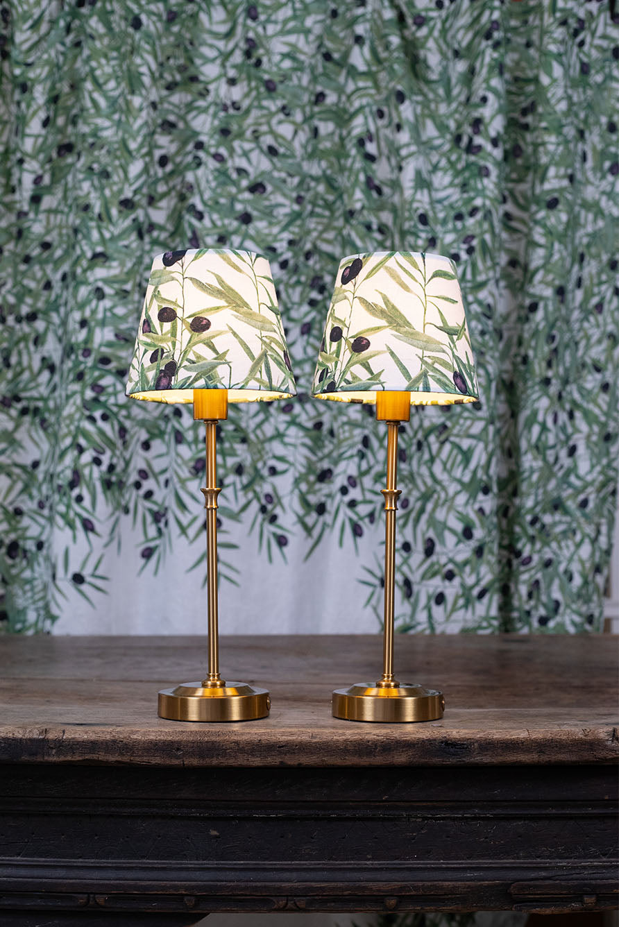 'L'Olivier' Linen French Drum Lampshade, 13cm