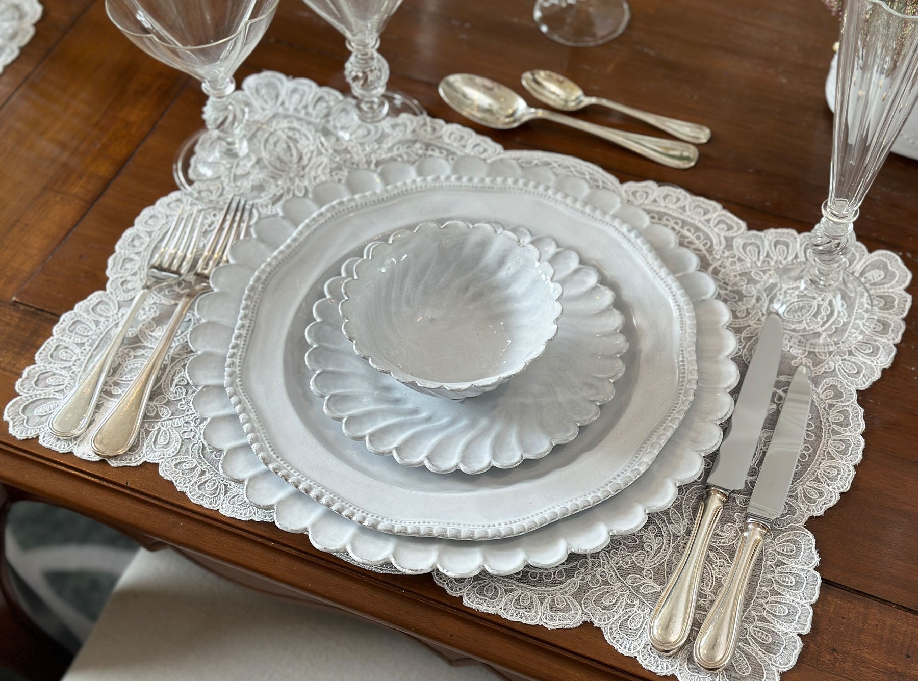 'Eugenie' Lace Orchid Flower & Leaves Placemat, 35 x 50cm