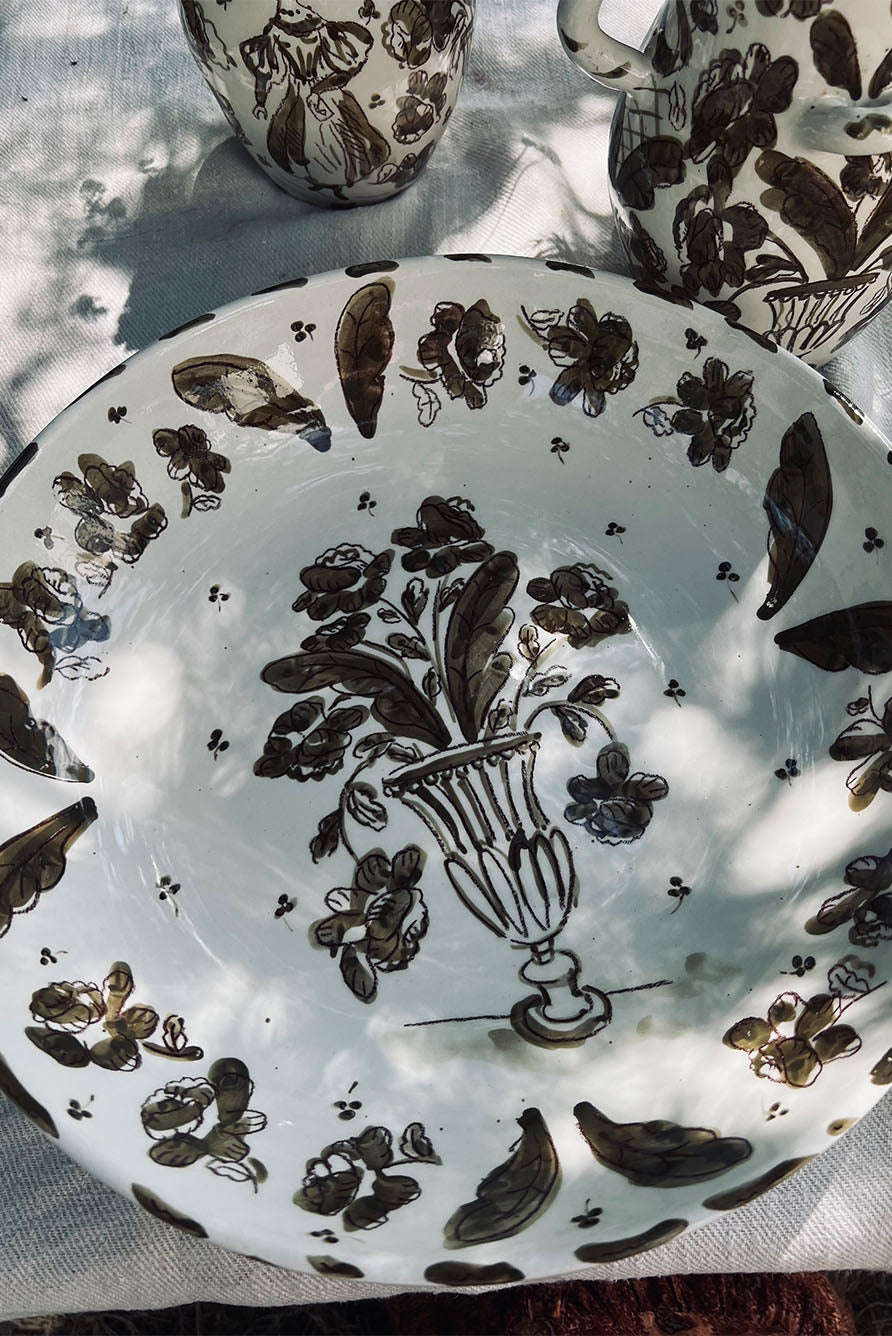 Lady Clover Hand-painted Serving Bowl