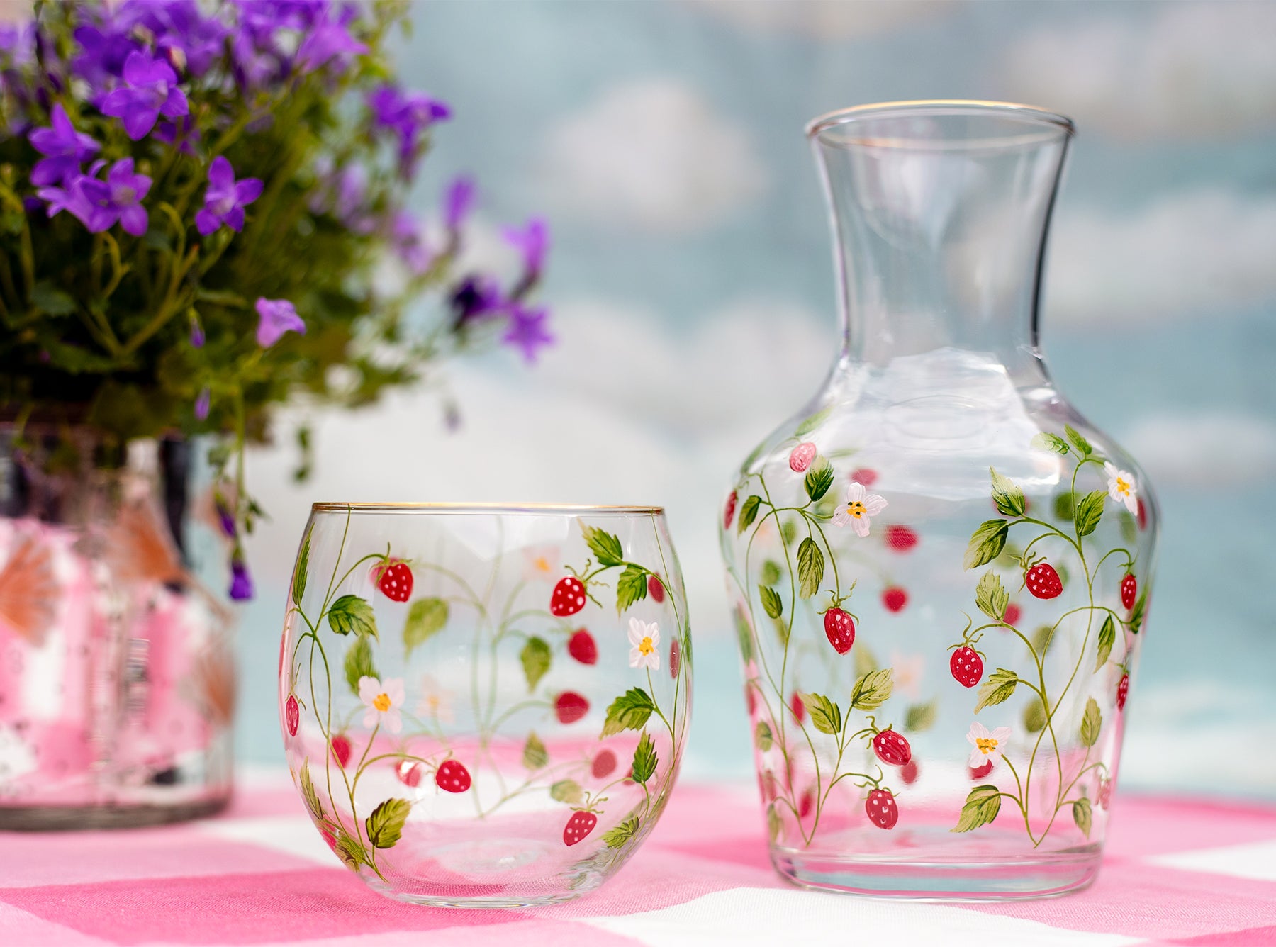 'Fraises des Bois' Bedside Carafe & Tumbler Set