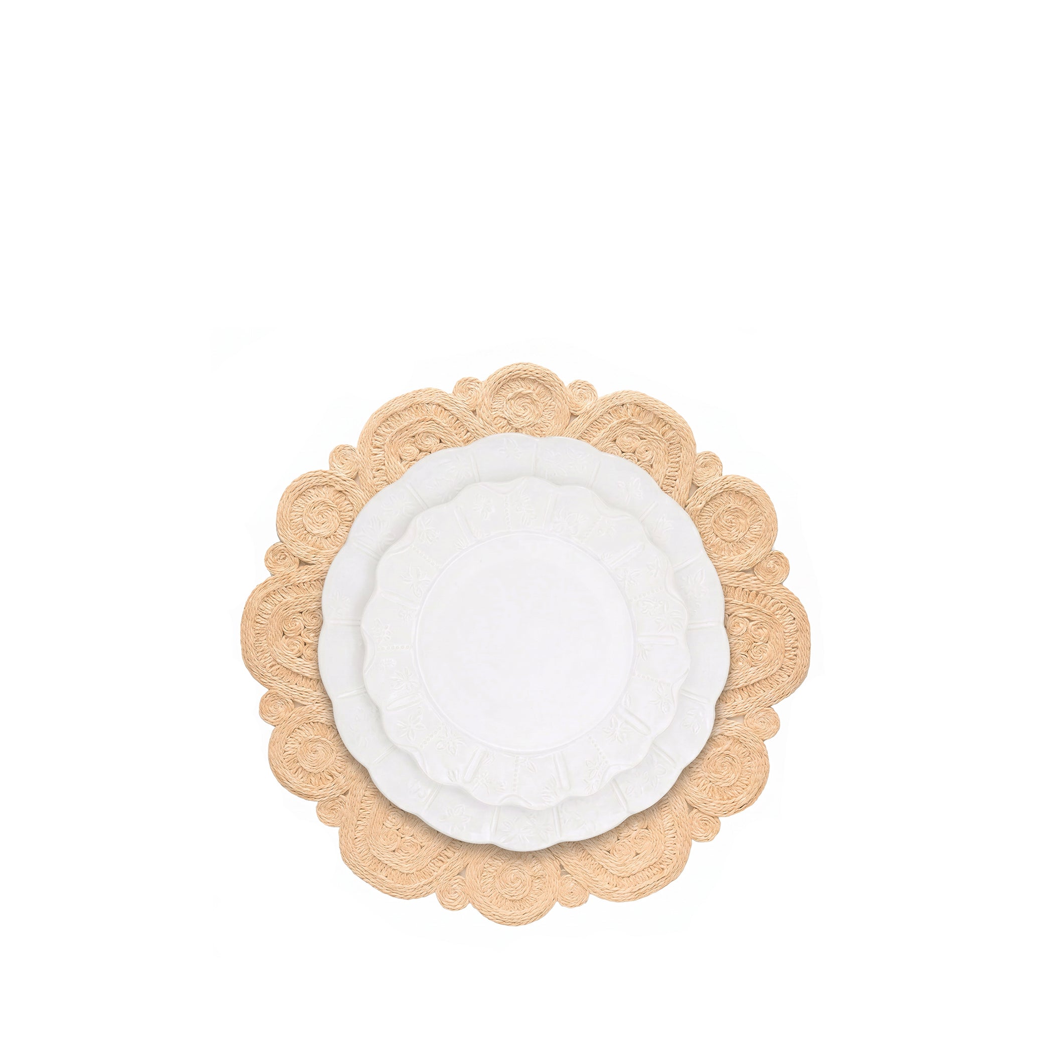 'Lena' Handwoven Flower Placemat Straw Effect, 40cm