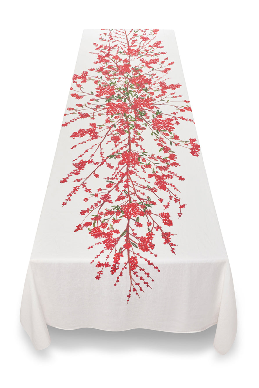 Les Airelles Linen Tablecloth in Red