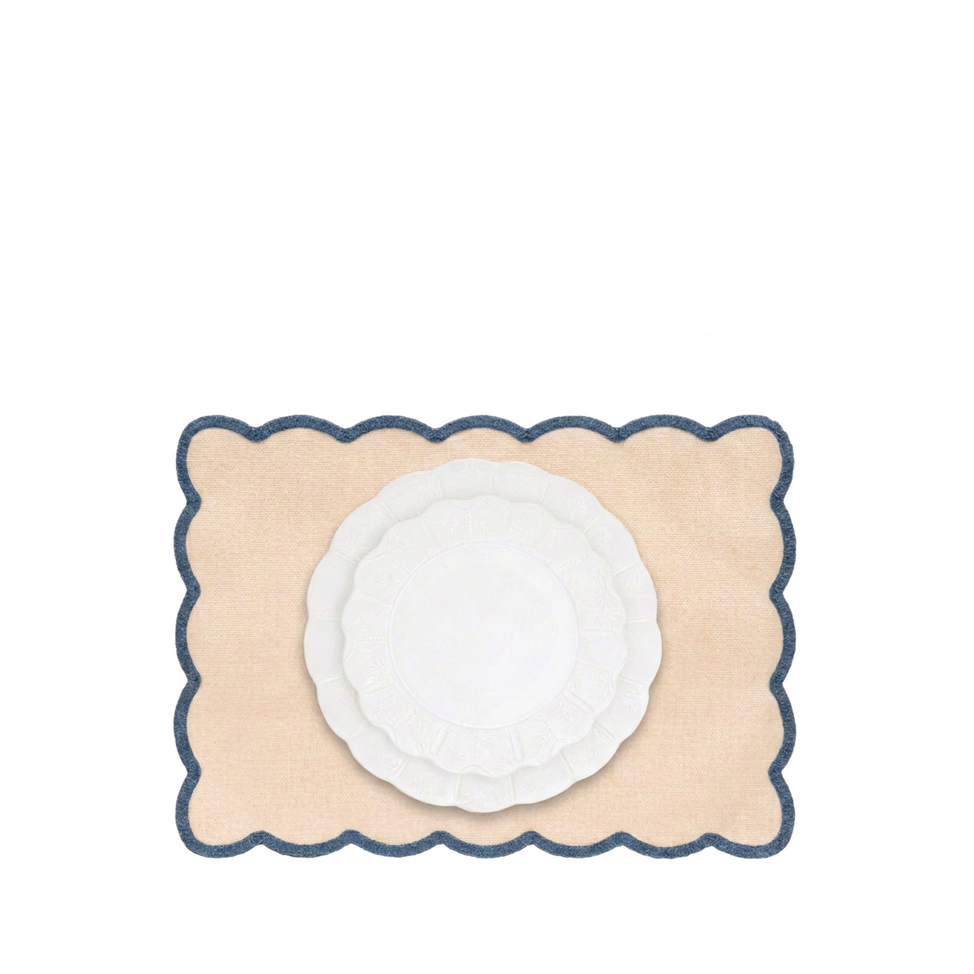 'Lola' Placemat with Scalloped Edge in Blue, 35 x 50cm