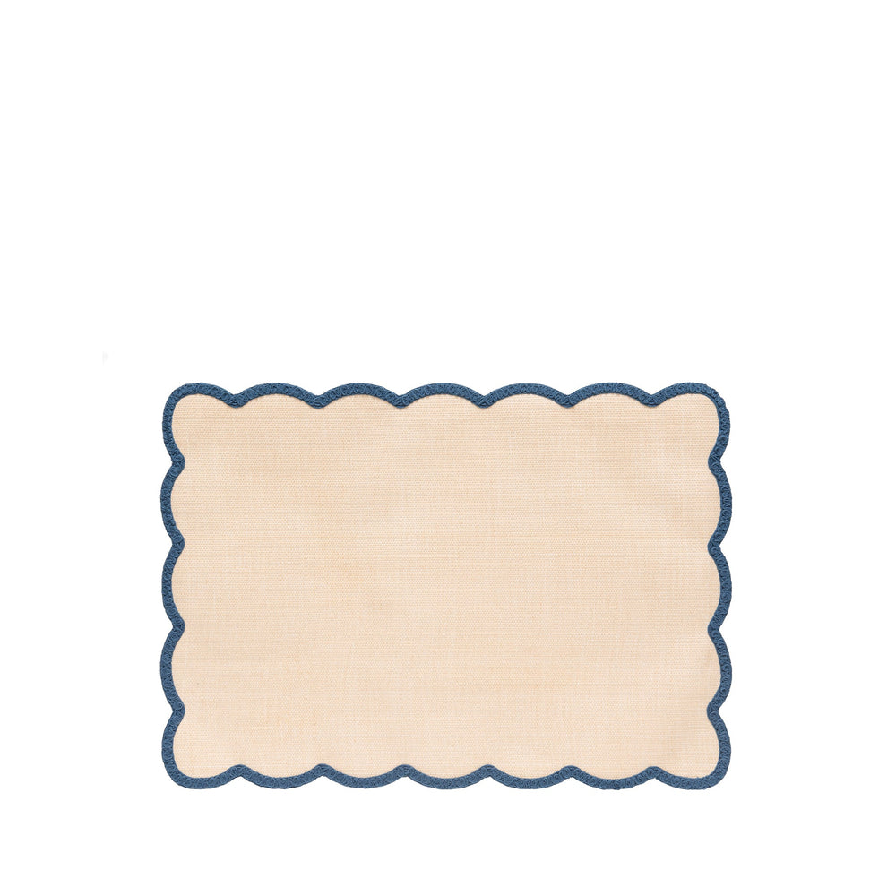 'Lola' Placemat with Scalloped Edge in Blue, 35 x 50cm