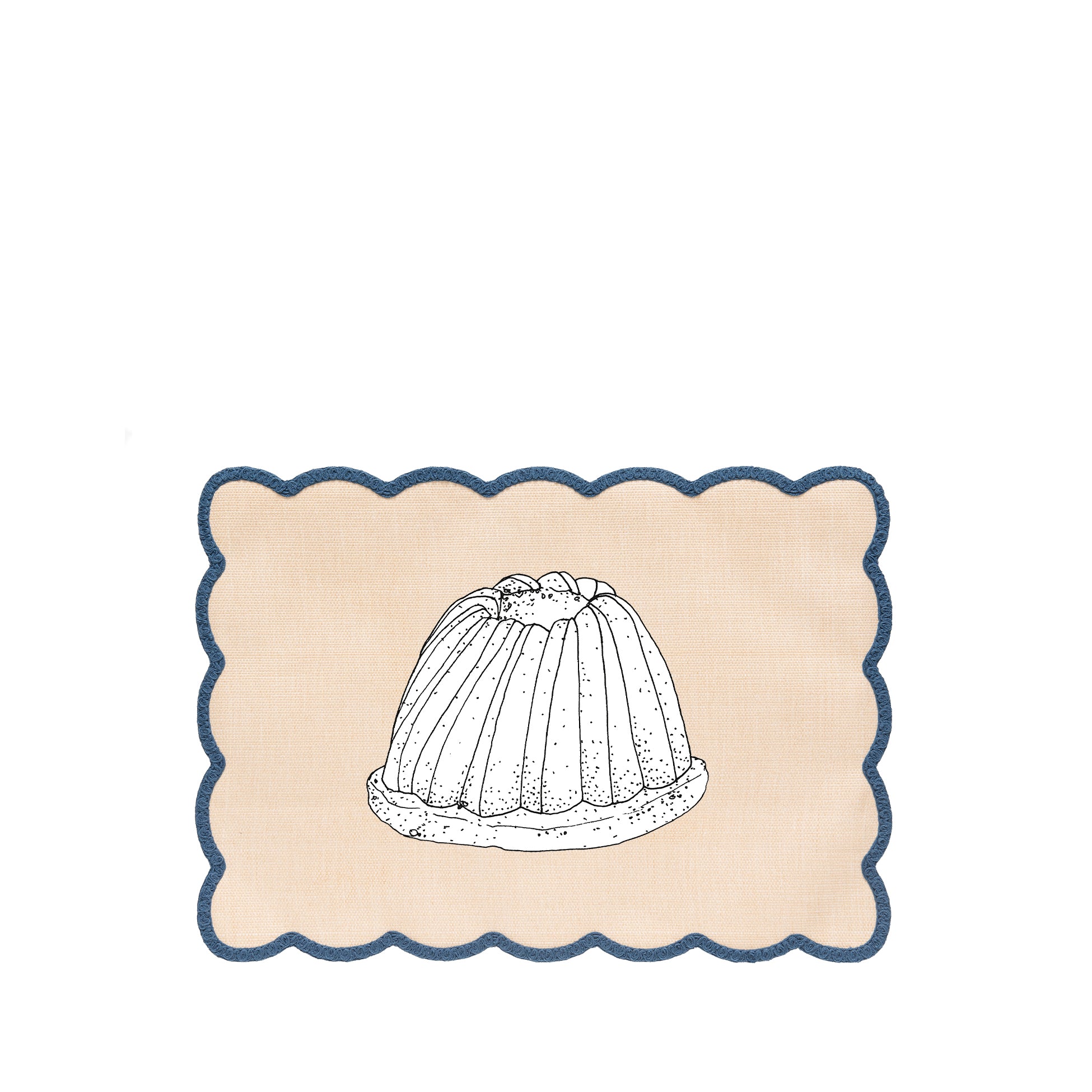 'Lola' Placemat with Scalloped Edge in Blue, 35 x 50cm